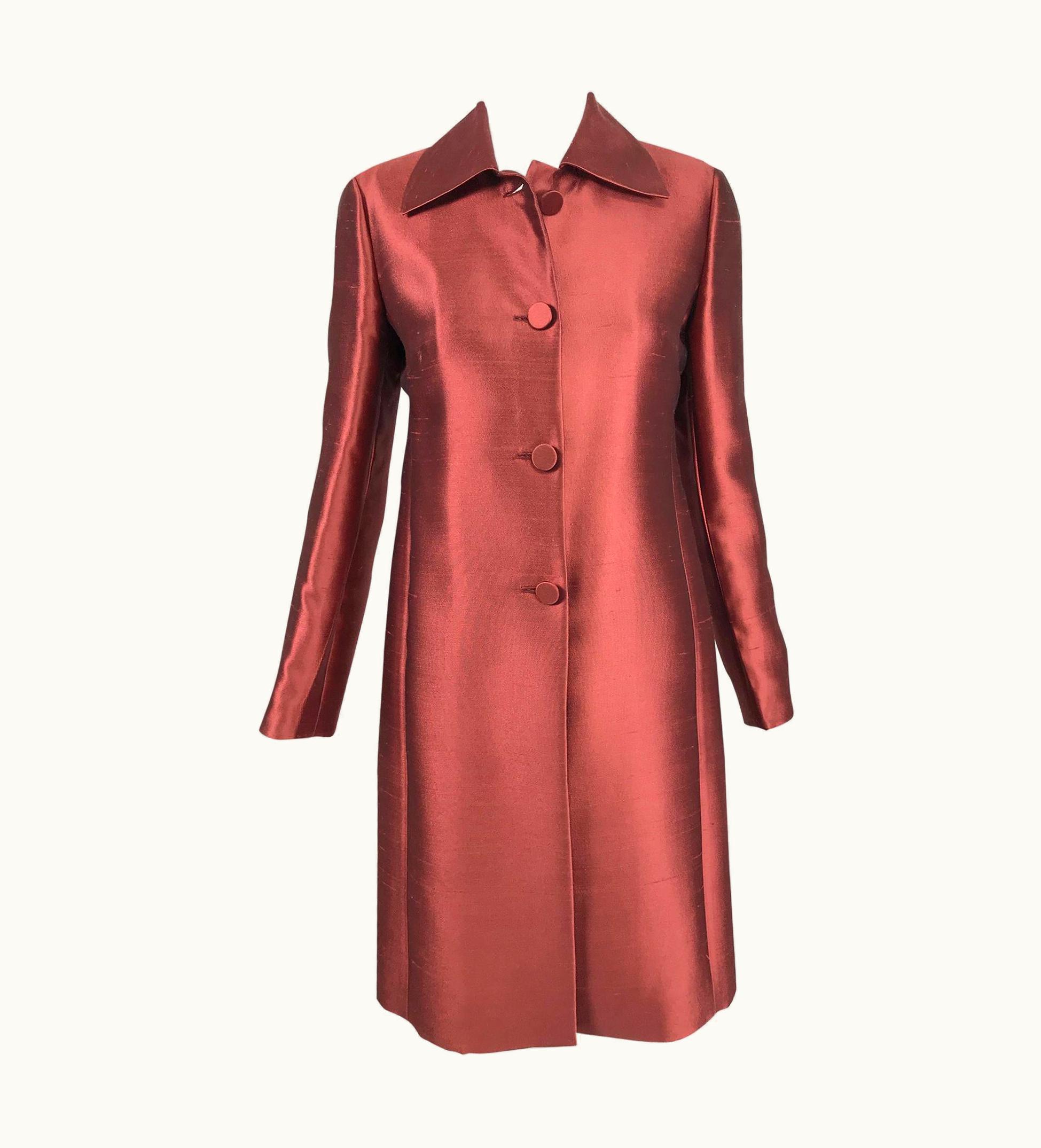 Miu Miu Miu Miu Russet Raw Silk Princess Seam Coat