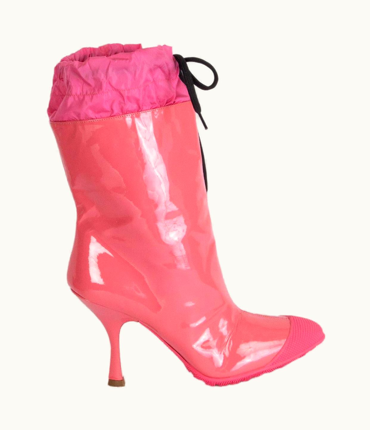 Miu Miu Miu Miu Pink Patent Leather Rain Boots Shoes