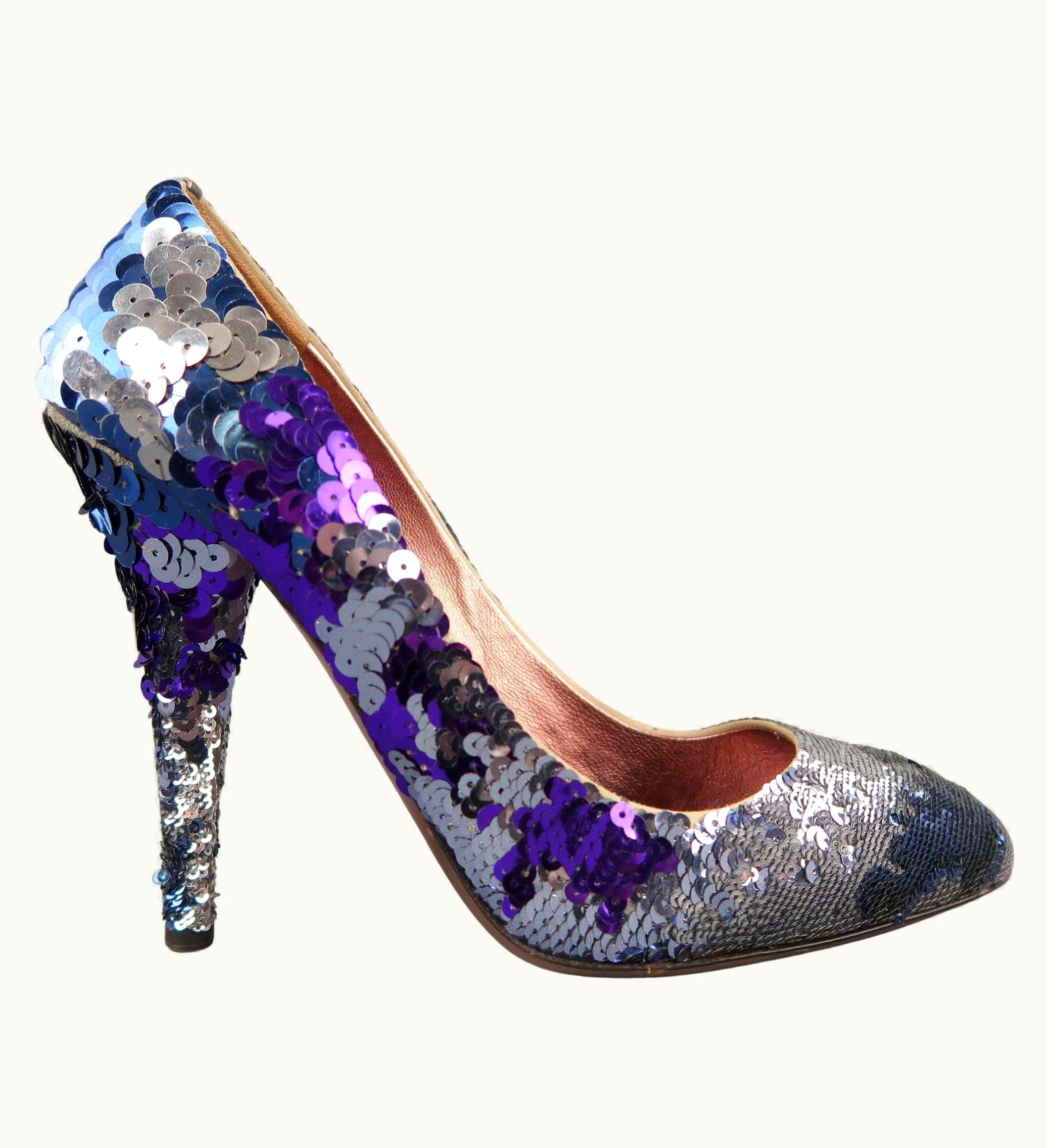 Miu Miu Miu Miu Navy & Silver Purple Sequin Pumps