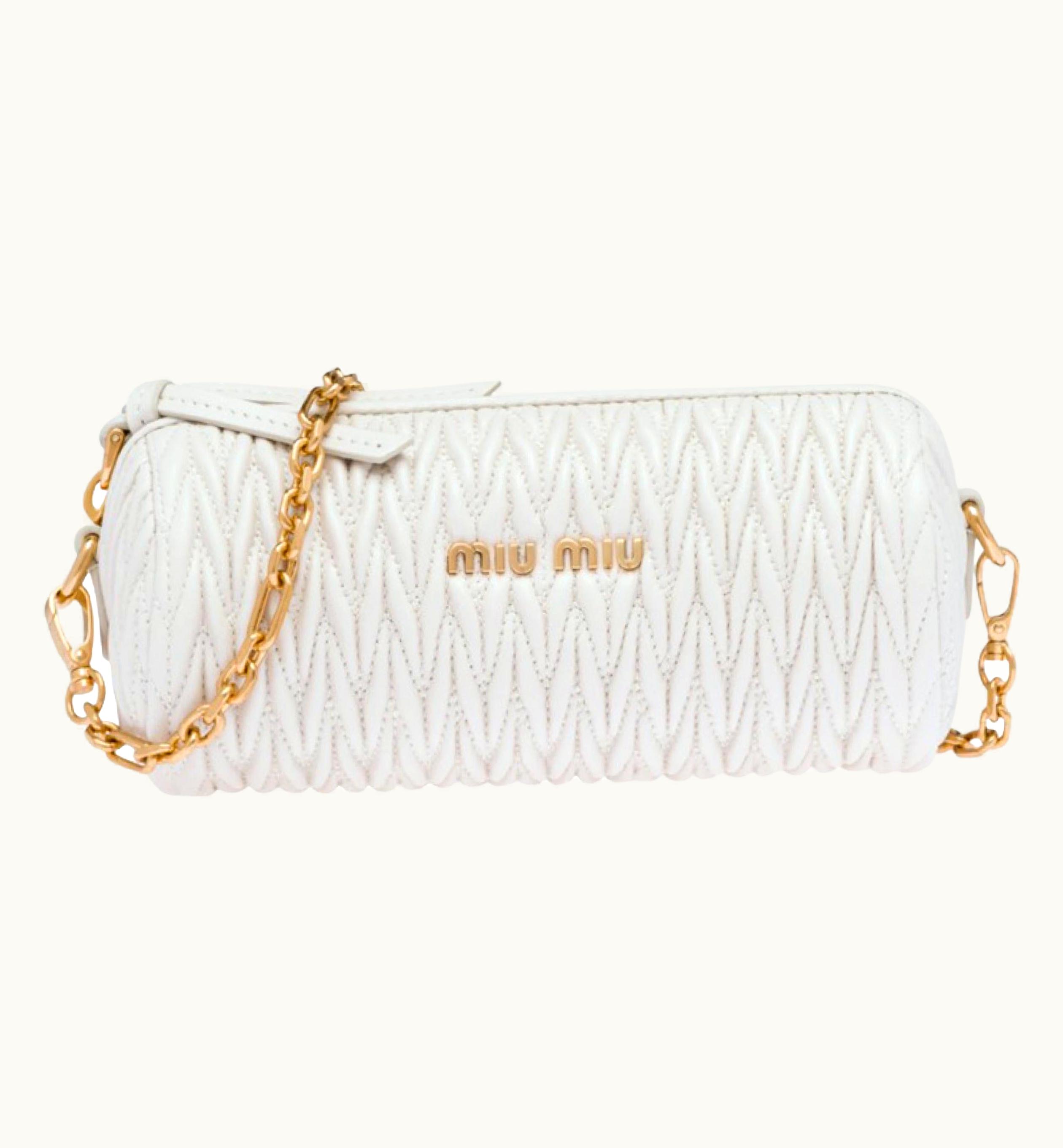 Miu Miu Miu Miu White Matelasse Nappa Leather Shoulder Bag