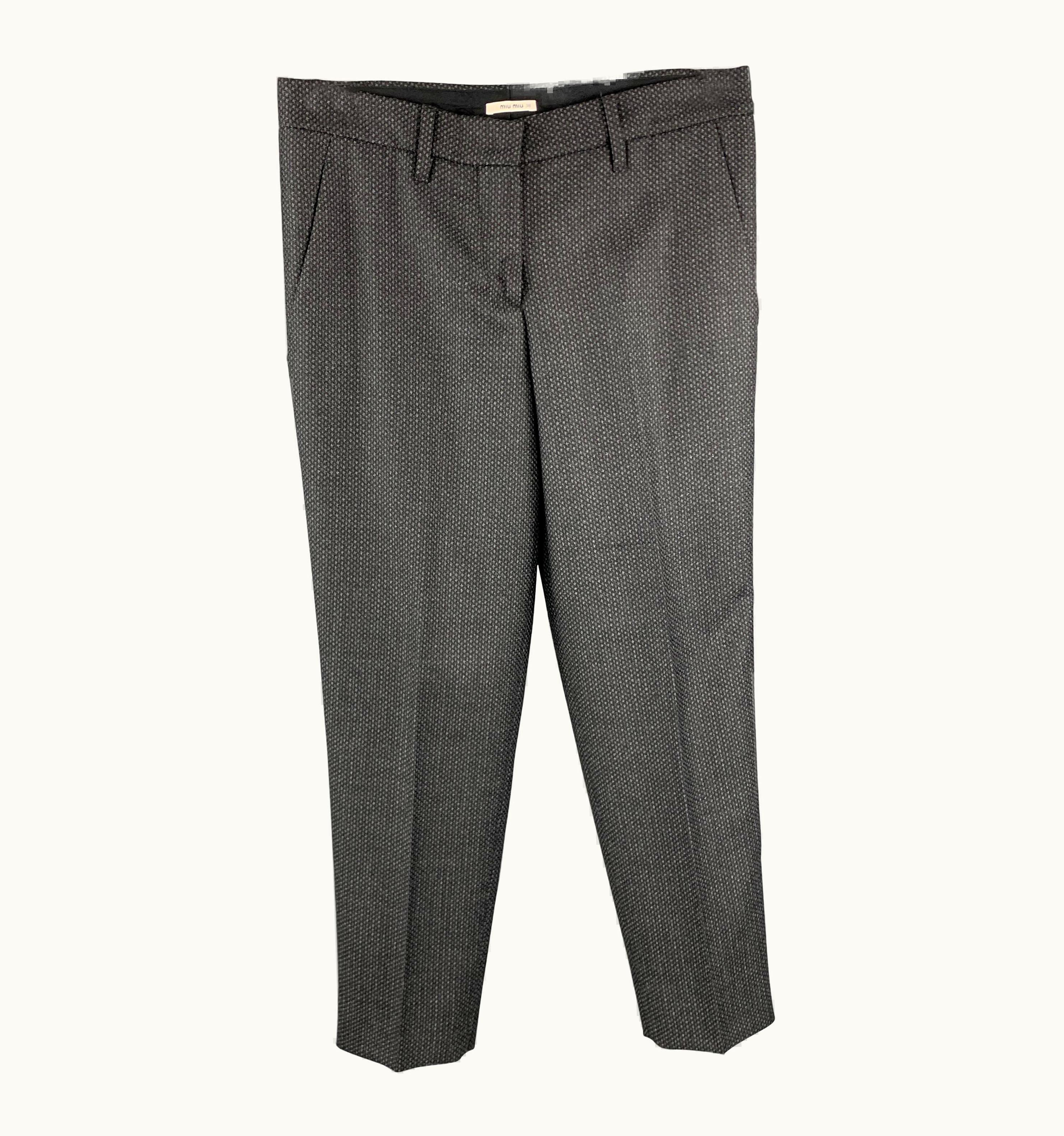 Miu Miu Miu Miu Grey Houndstooth Wool Dress Pants