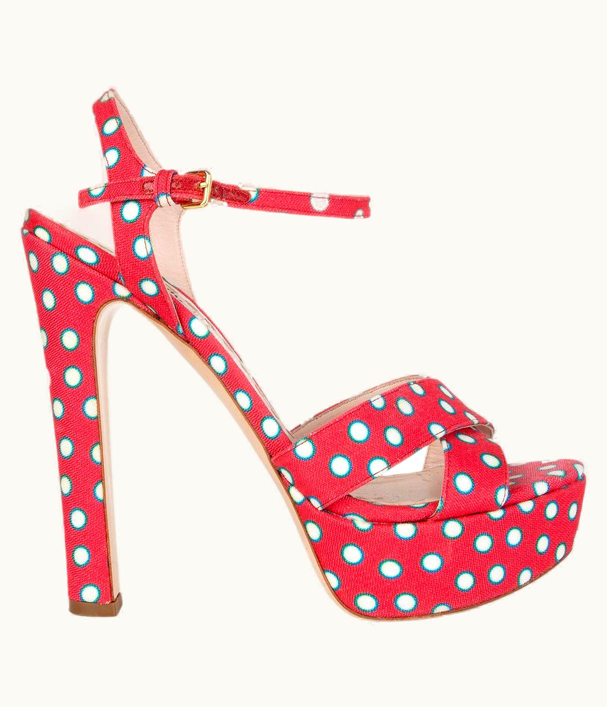 Miu Miu Miu Miu Pink Polka Dot Platform Sandals Shoes