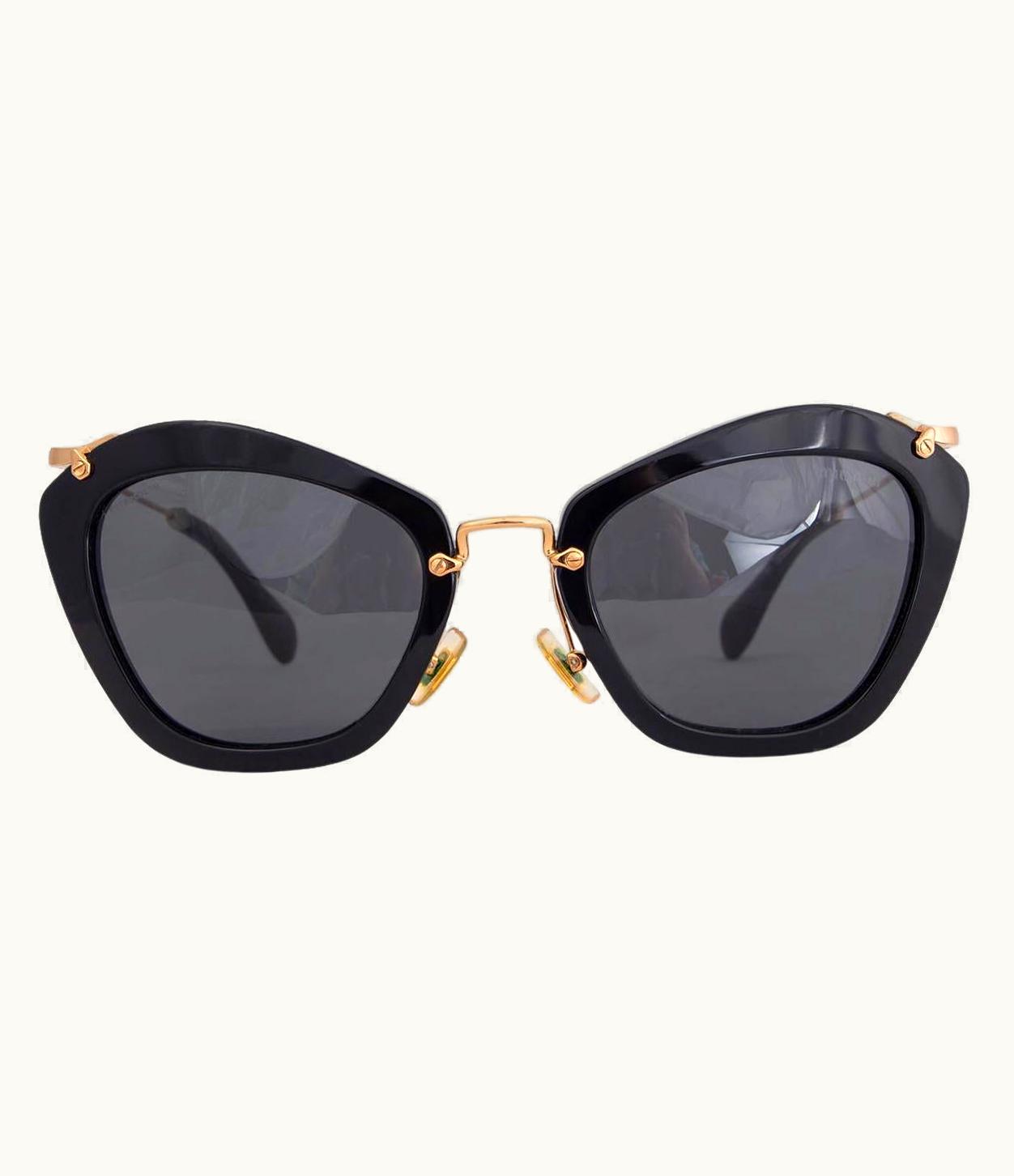Miu Miu Miu Miu Black Acetate Smu 10n Cat-Eye Sunglasses