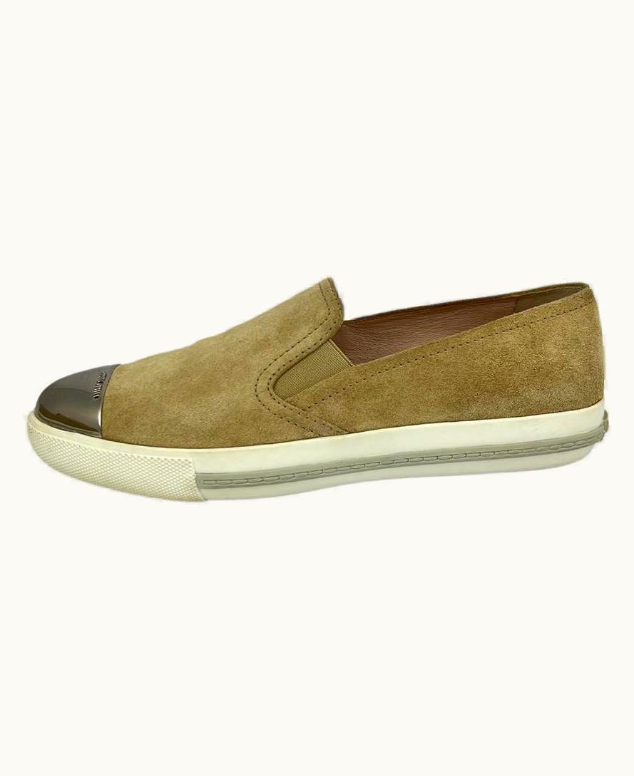 Miu Miu Miu Miu Eu 38.5 Suede Beige Slip-One Sneakers