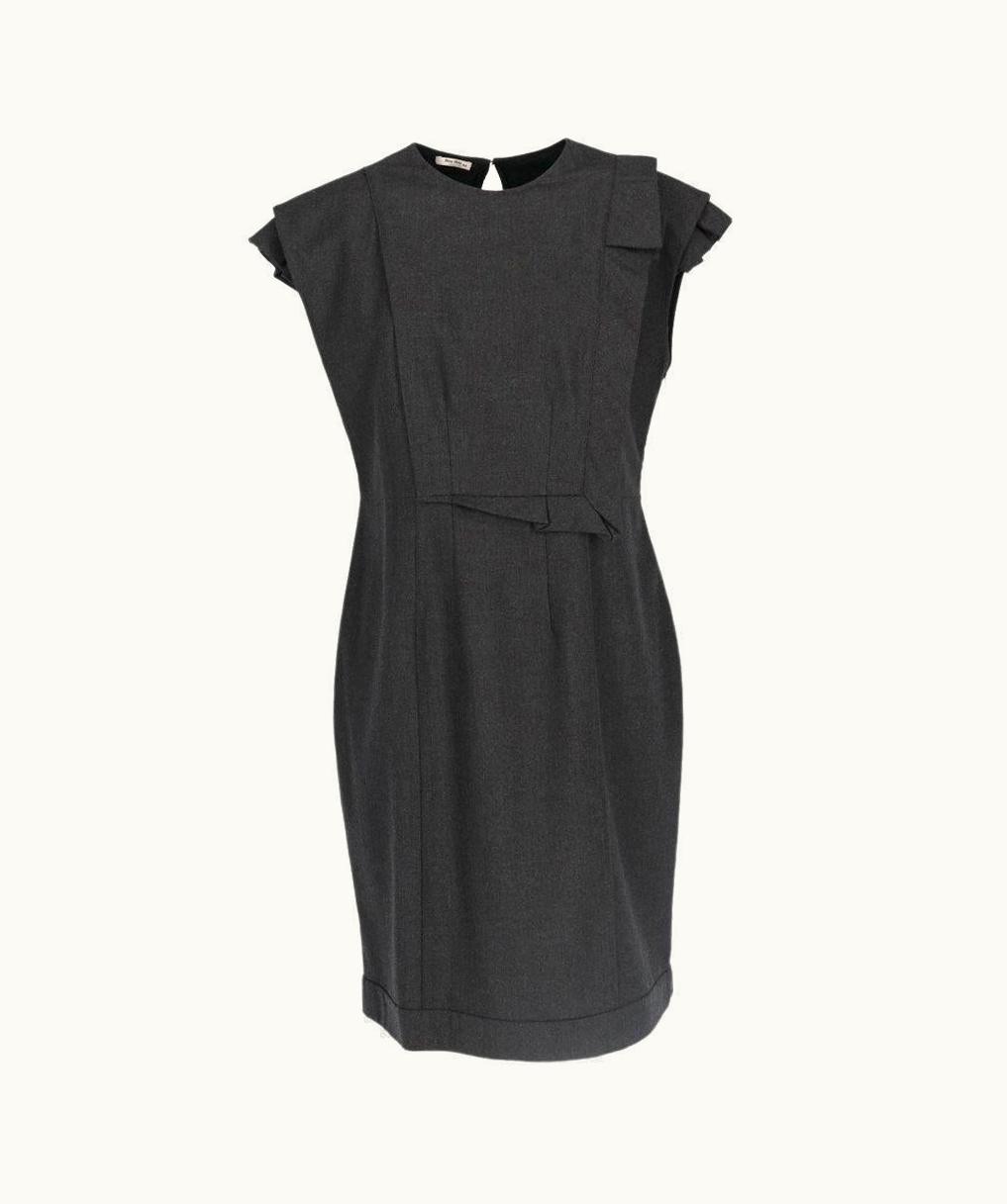 Miu Miu 2000s Miu Vintage Gray VIgin Wool Sleeveless Dress