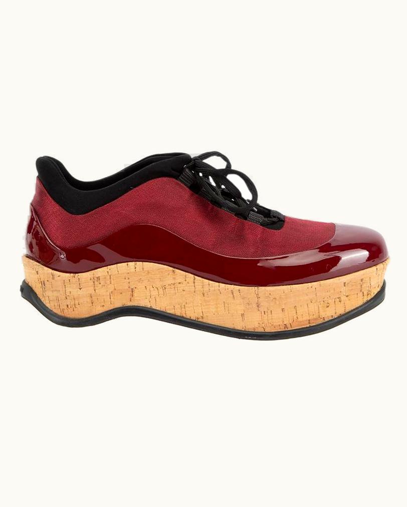 Miu Miu Miu Miu Women' Burgundy Cork Platform Sneakers