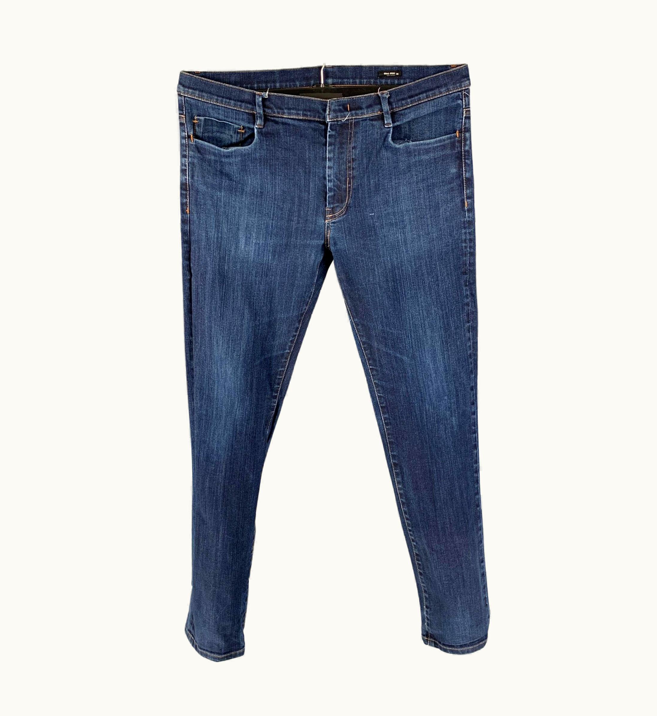 Miu Miu Miu Miu Indigo Wash Cotton Polyurethane Jeans