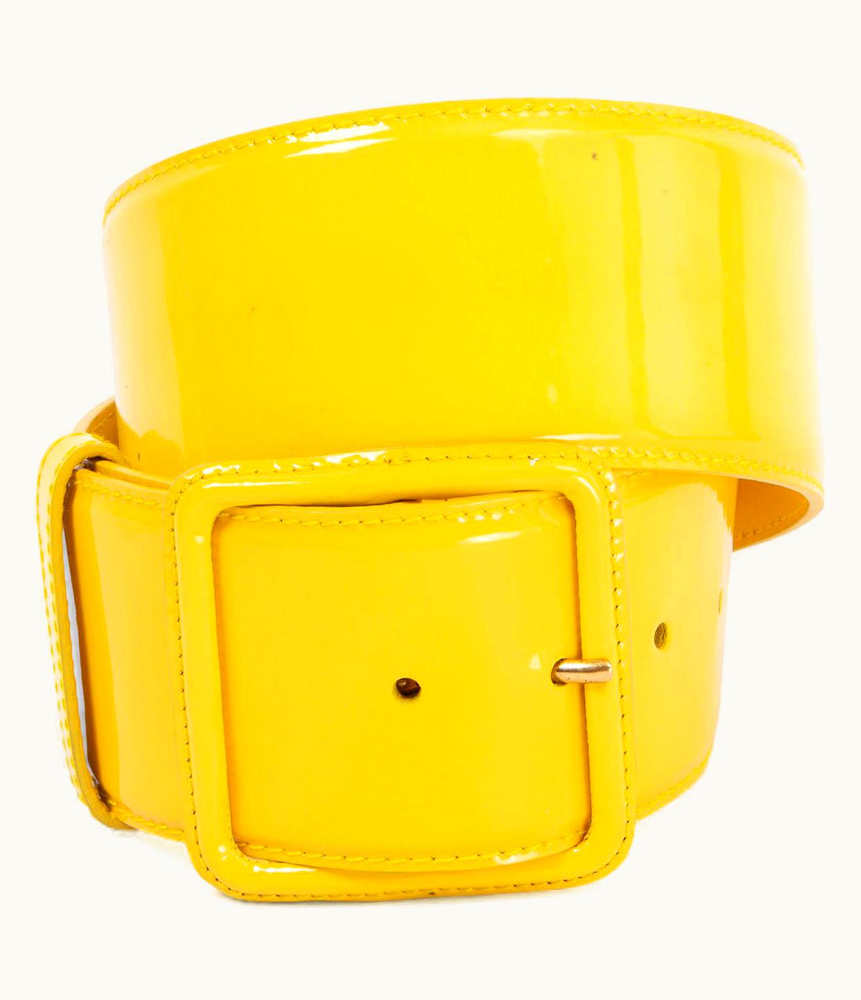 Miu Miu Miu Miu Yellow Patent Leather Wide Waist Belt