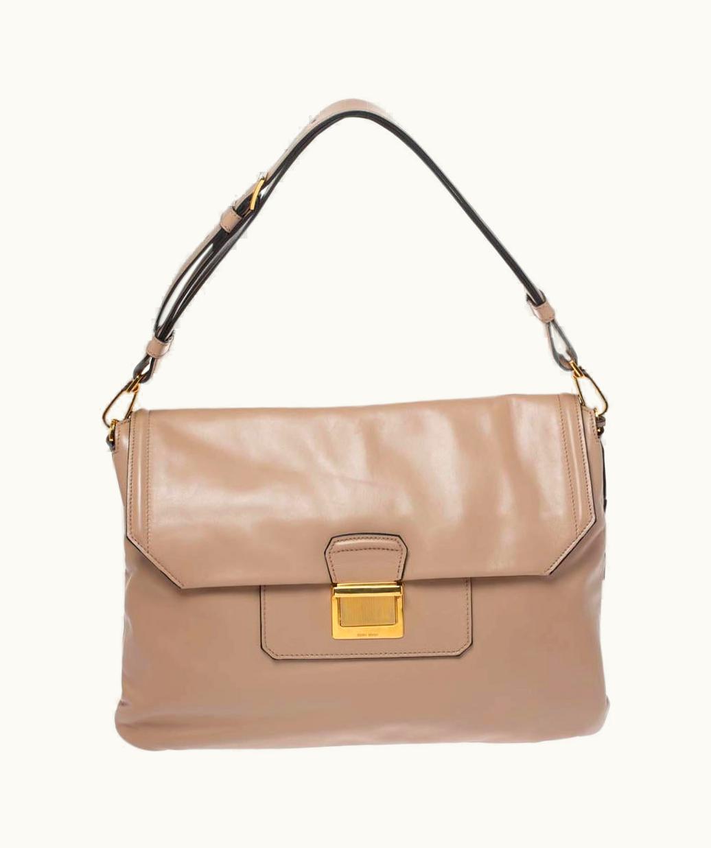 Miu Miu Miu Miu Beige VItello Soft Leather Flap Shoulder Bag UZ0615781
