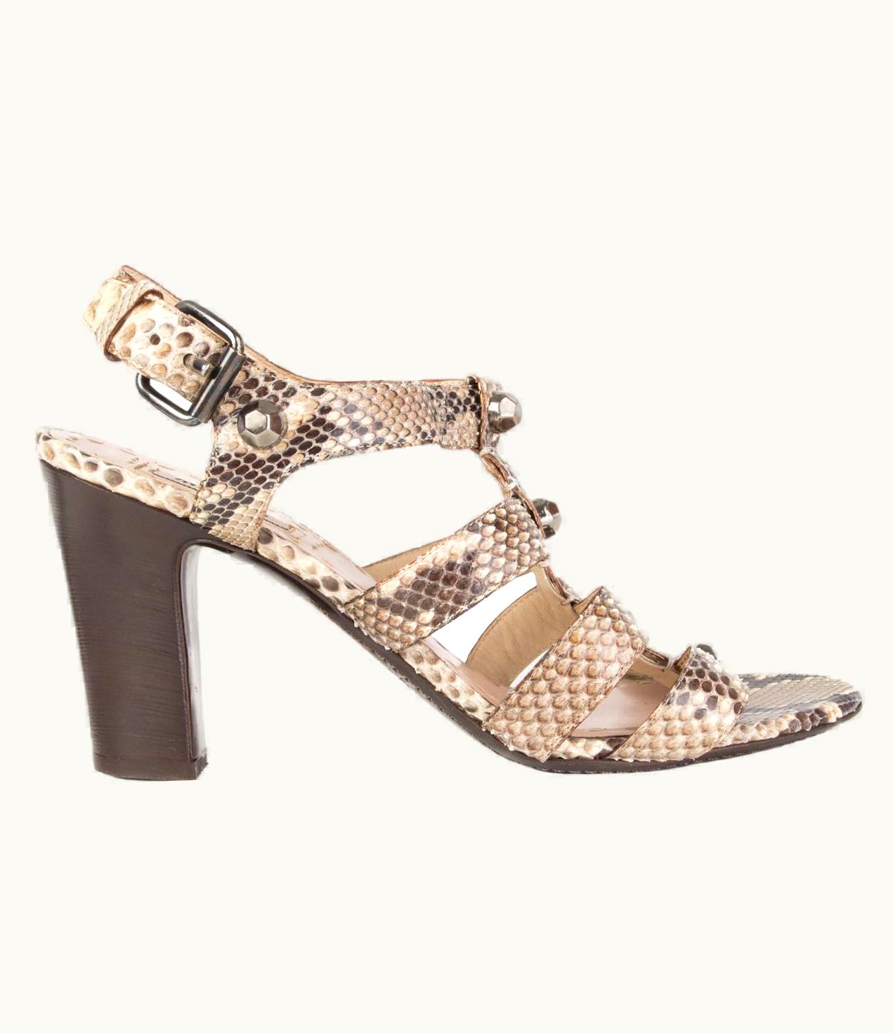 Miu Miu Miu Miu Beige Studded Python Gladiator Sandals Shoes