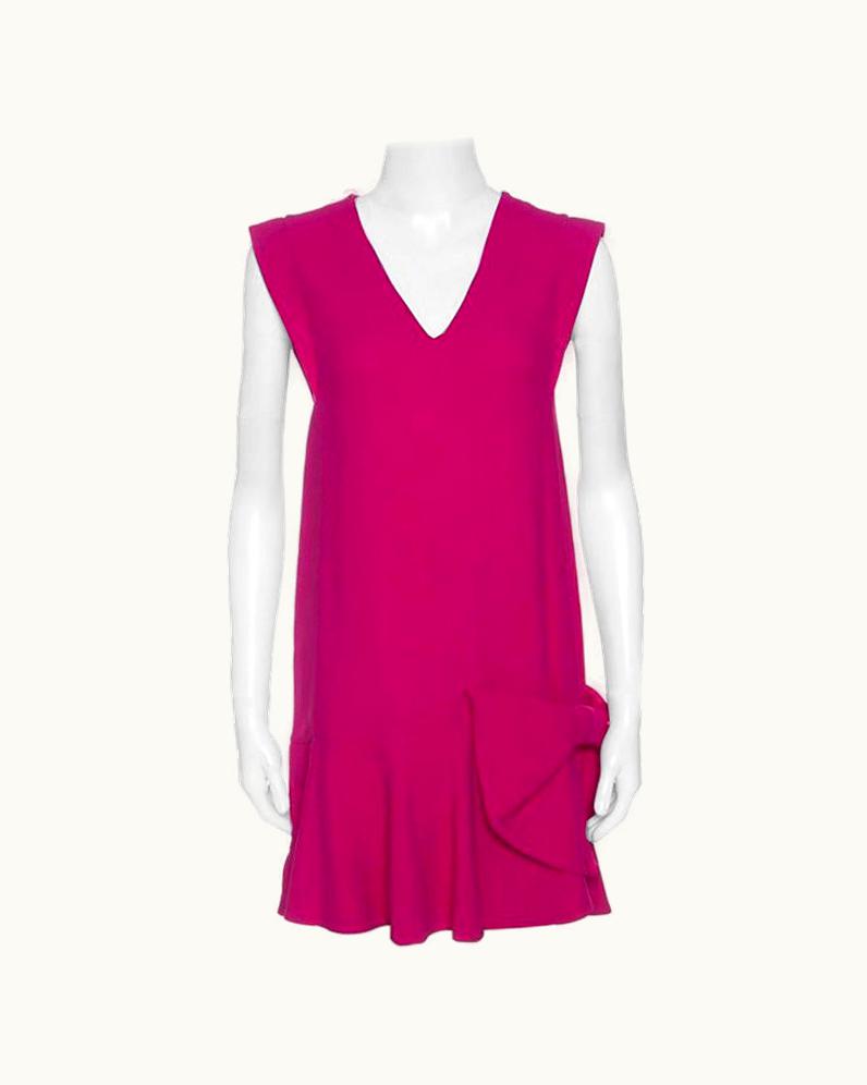 Miu Miu Miu Miu Pink Ruffled Bow Detail Sleeveless Dress