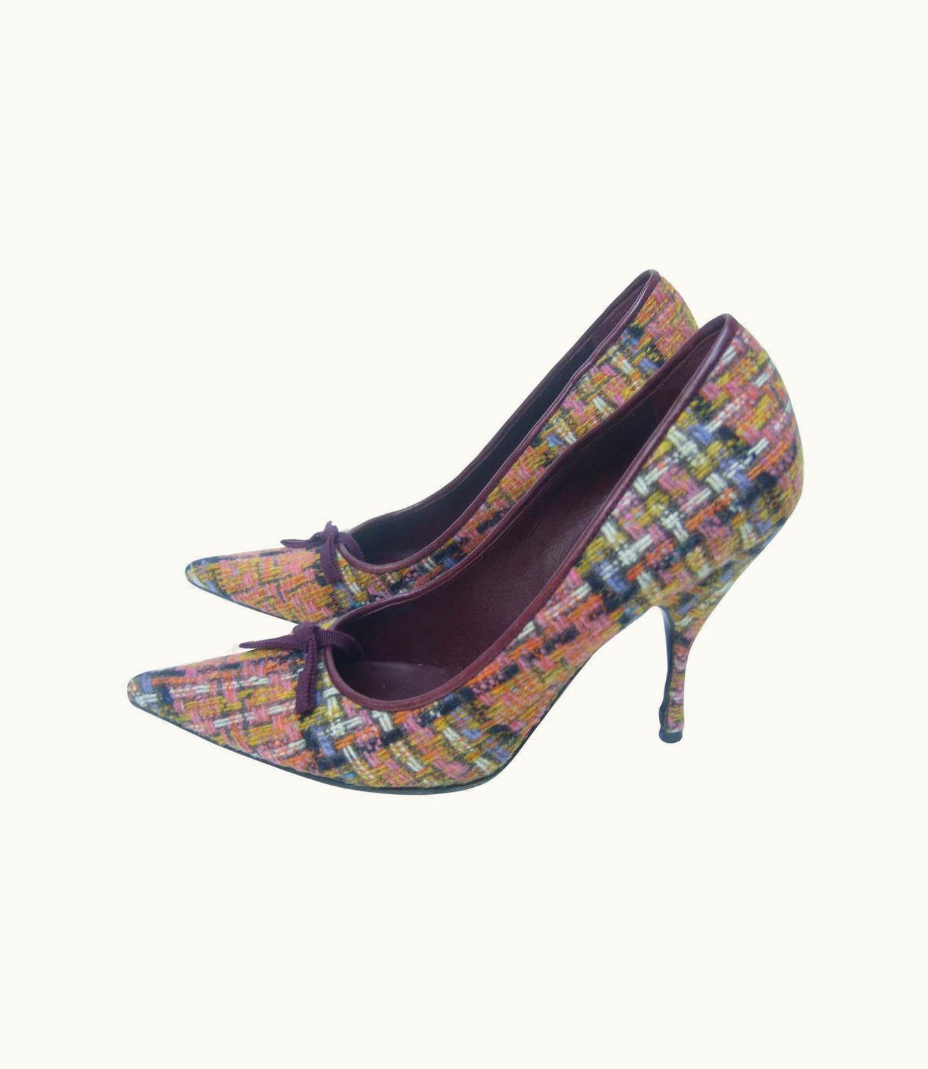 Miu Miu Miu Miu Plaid Wool Pumps Made In Italy