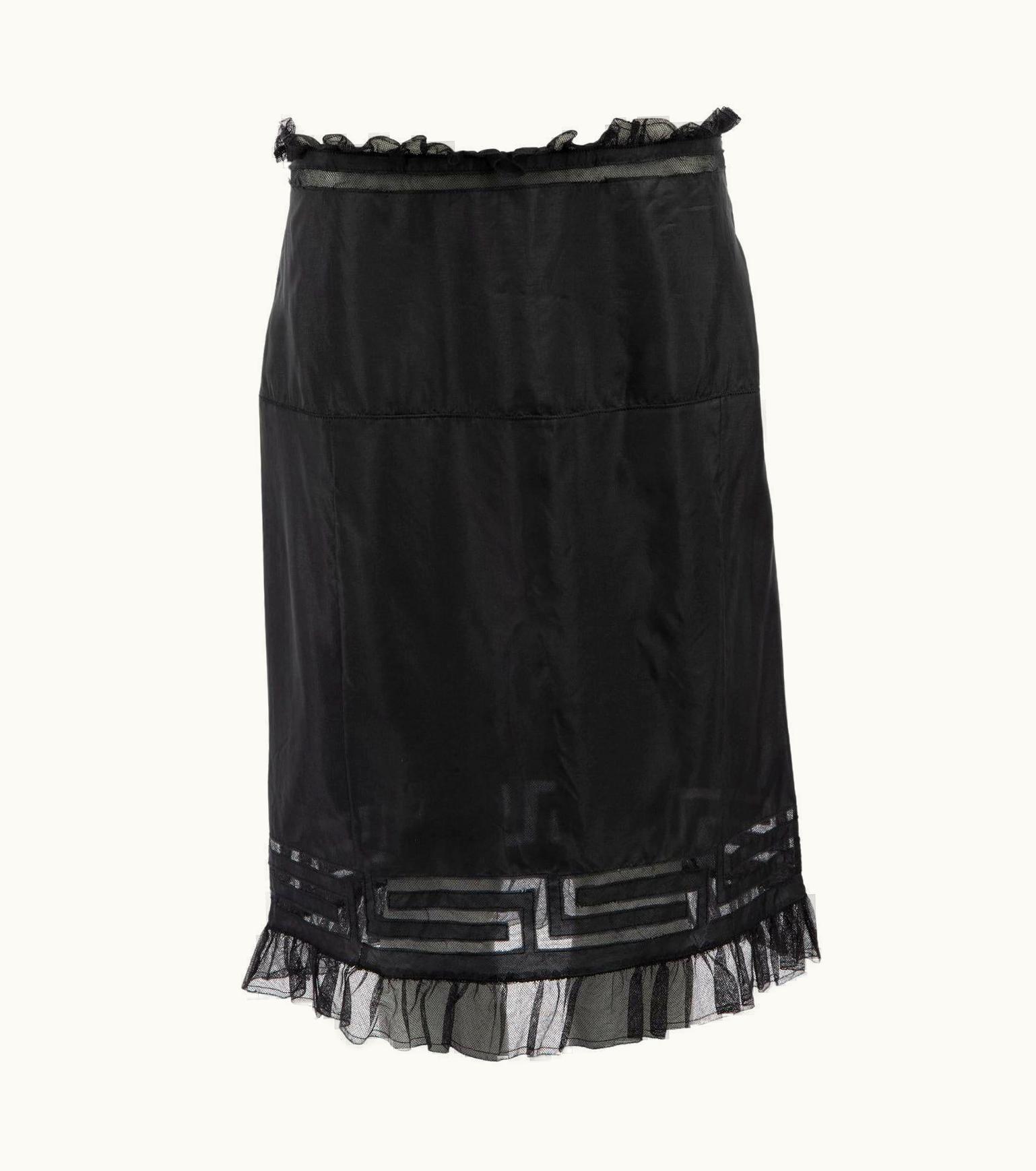 Miu Miu Miu Miu Women' Black Ruffle Detail Slip Skirt