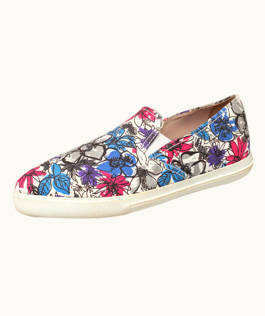 Miu Miu Miu Miu Multicolor Printed Canvas Slip On Sneakers