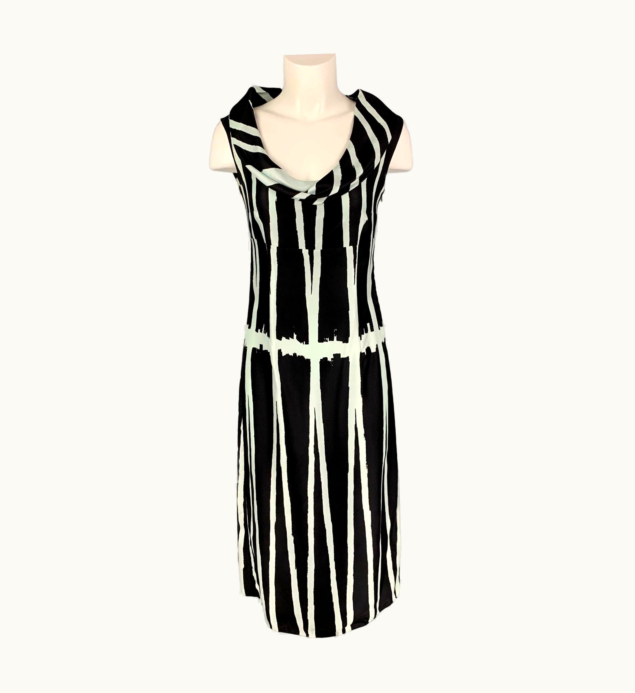 Miu Miu Miu Miu Black Light Blue Silk Sleeveless Dress