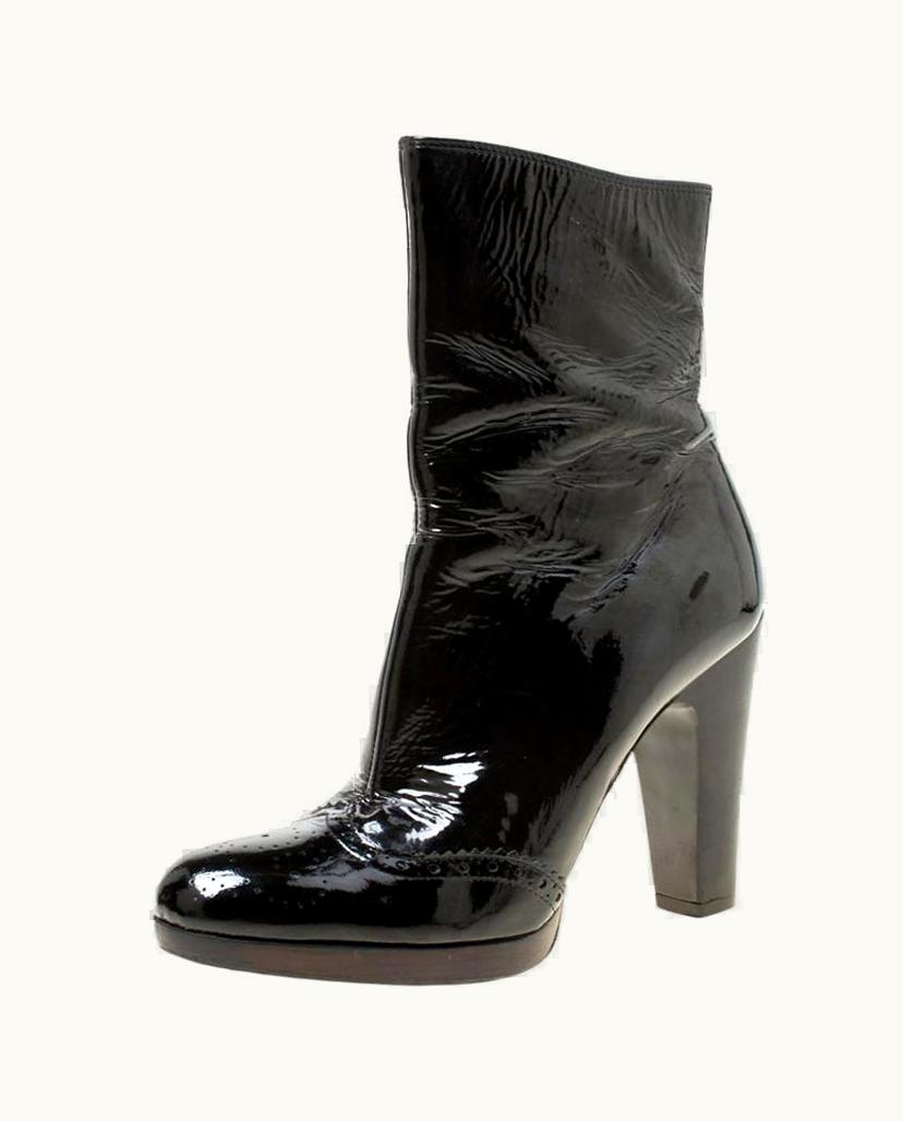 Miu Miu Miu Miu Black Patent Leather Brogue Ankle Boots