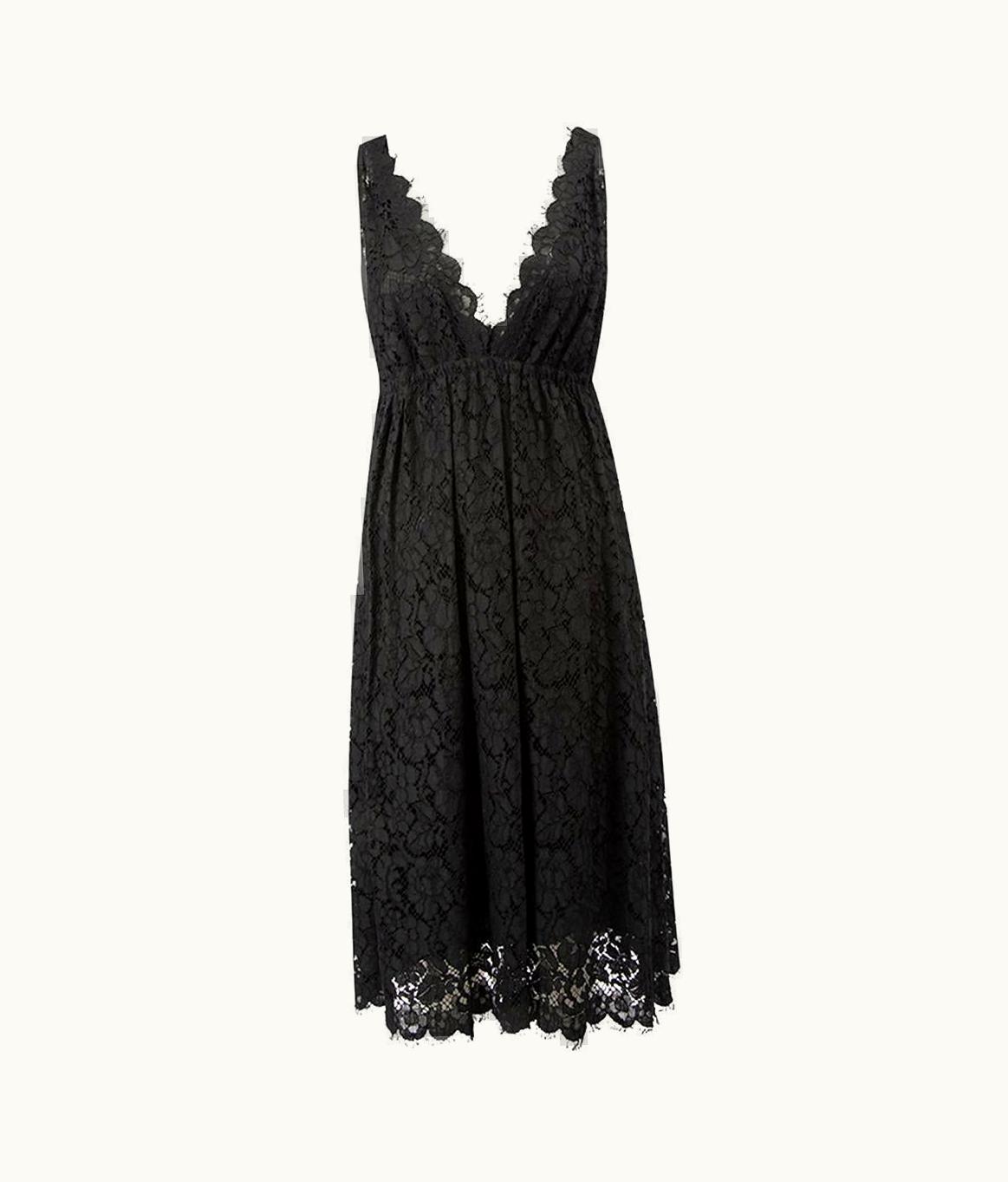 Miu Miu Miu Miu Women' Black Lace Overlay V Neck Sleeveless Dress