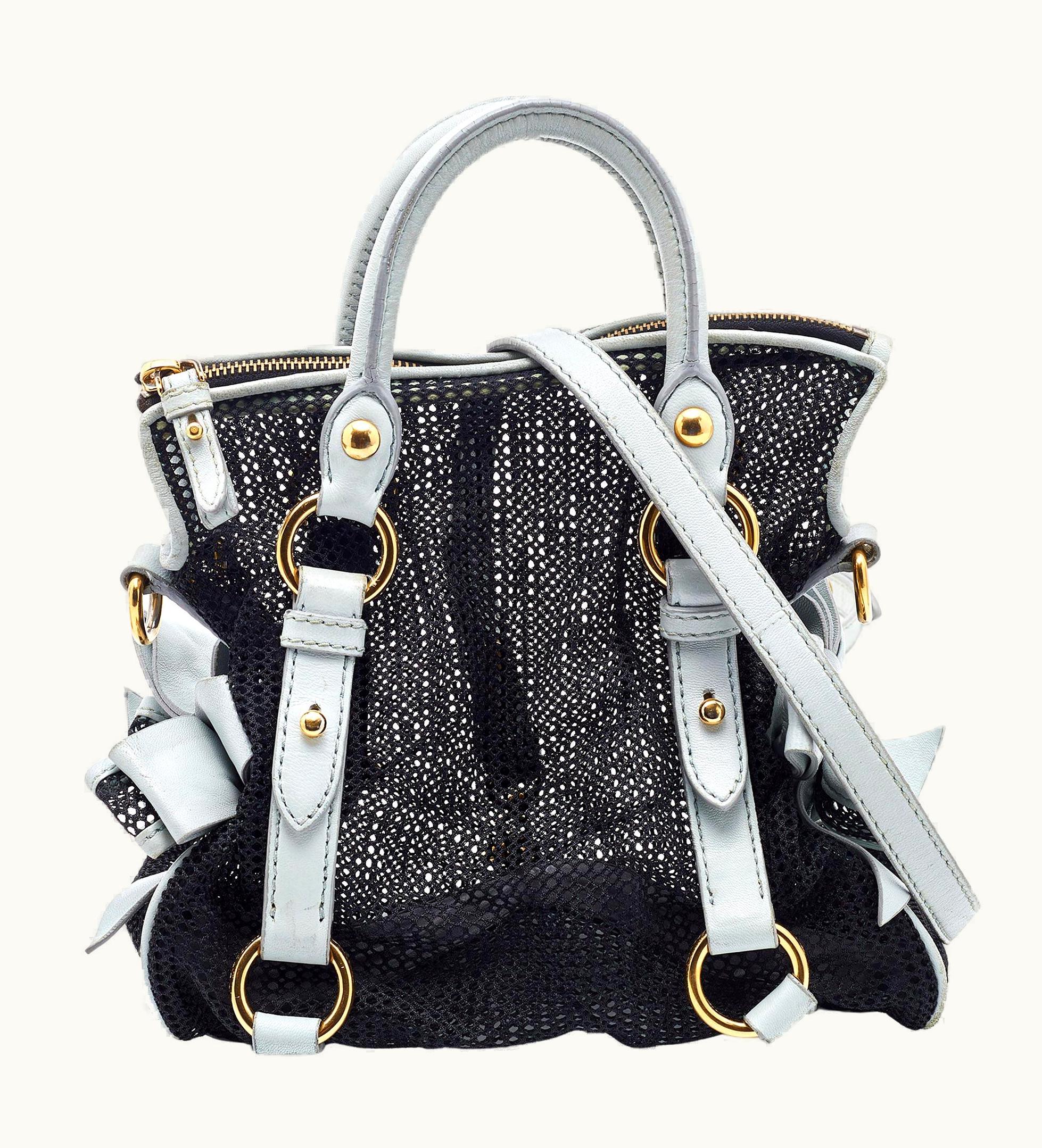 Miu Miu Miu Miu Black/Grey Mesh And Leather 2way Satchel
