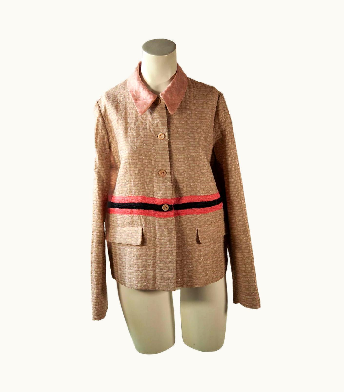 Miu Miu Miu, Pink, Lurex Silk Blend, Blazer With Metallic Threading, 2000s