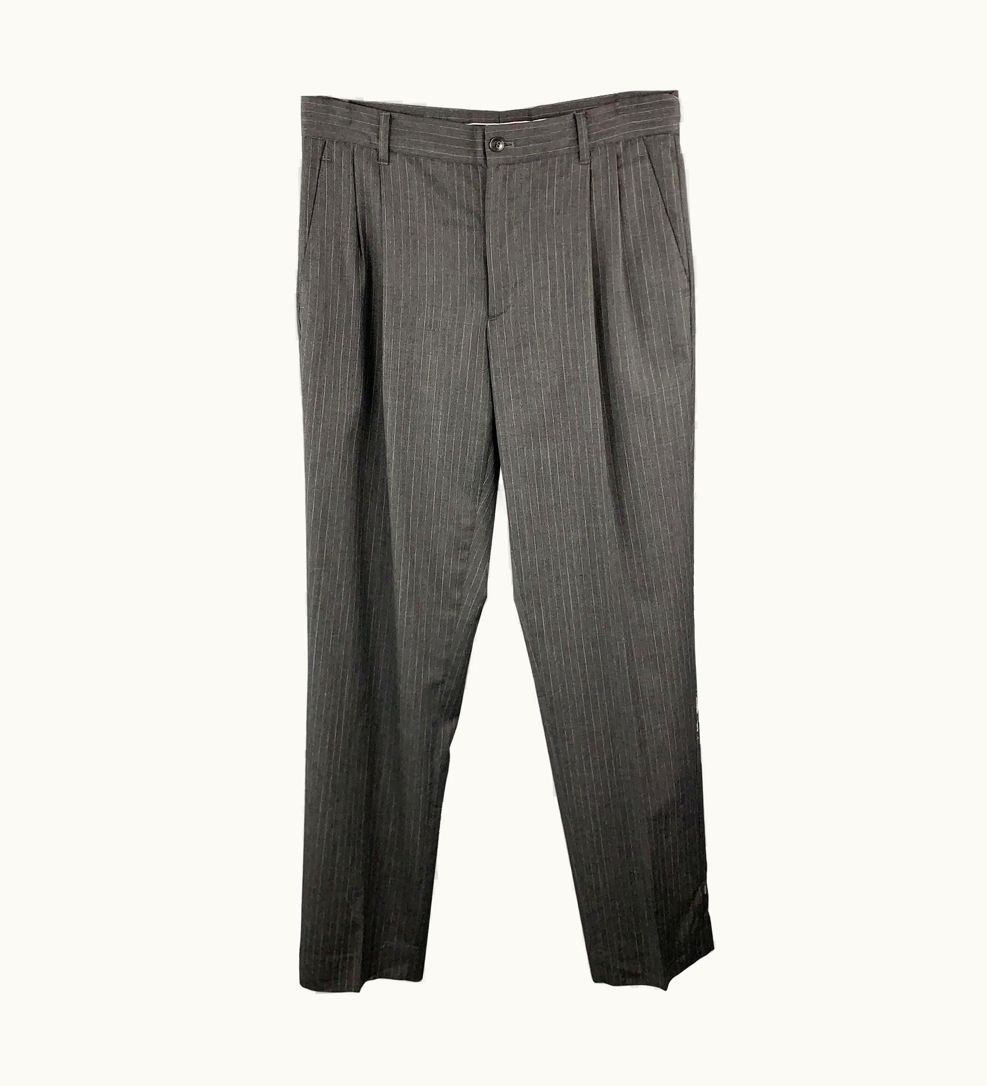 Miu Miu Miu Miu Stripe Dark Gray Wool Pleated Dress Pants