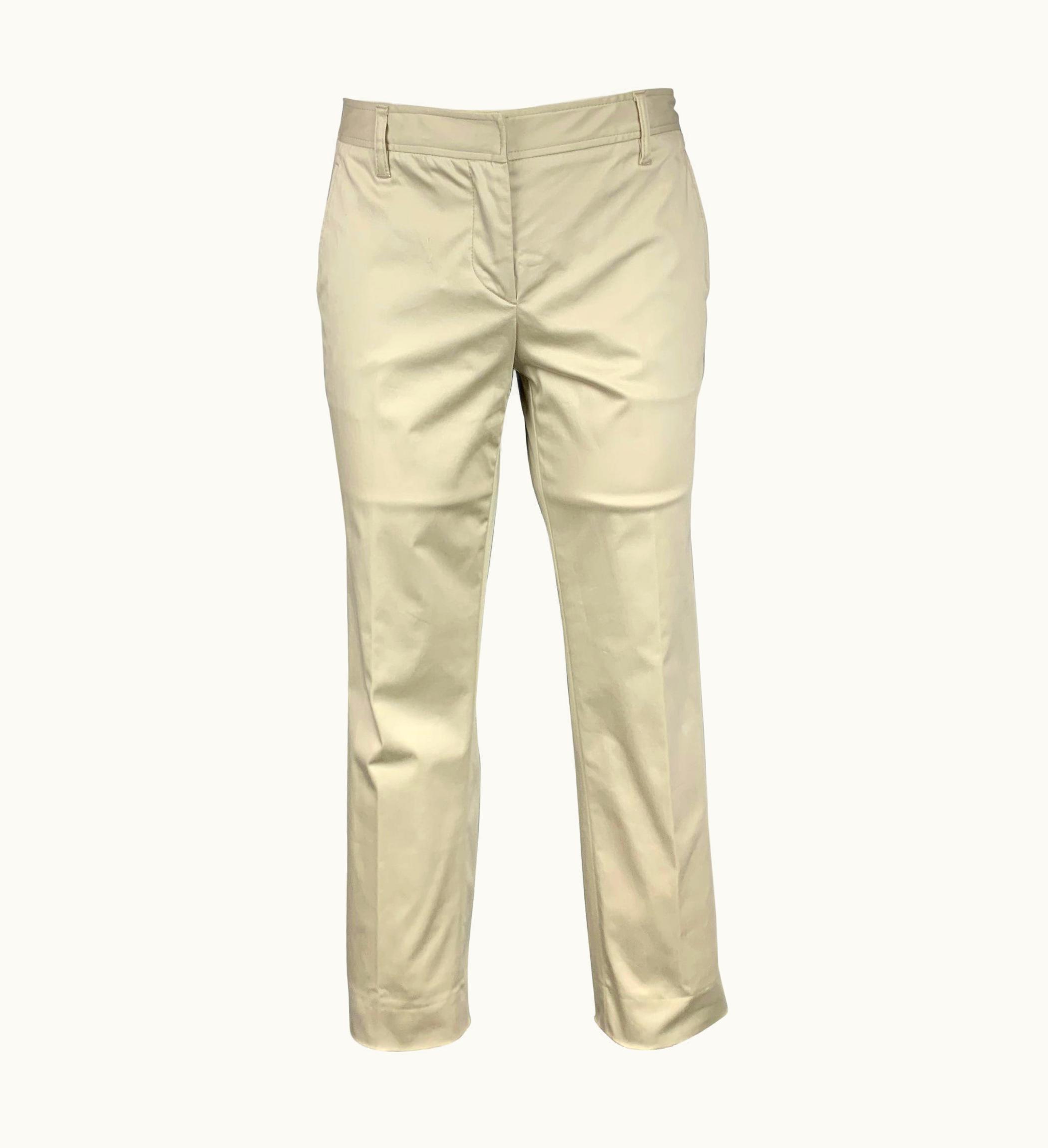 Miu Miu Miu Miu Beige Cotton Blend Narrow Leg Dress Pants