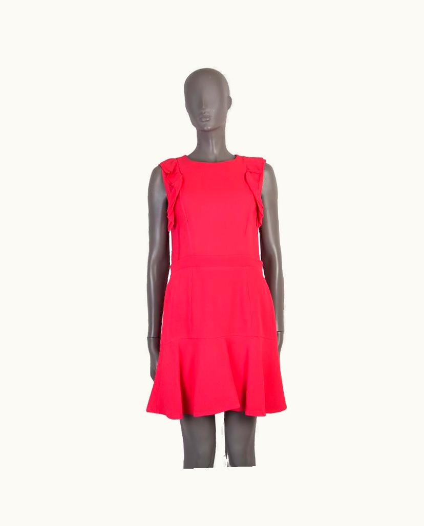 Miu Miu Miu Miu Hot Pink Viscose Ruffled Sleeveless Shift Dress