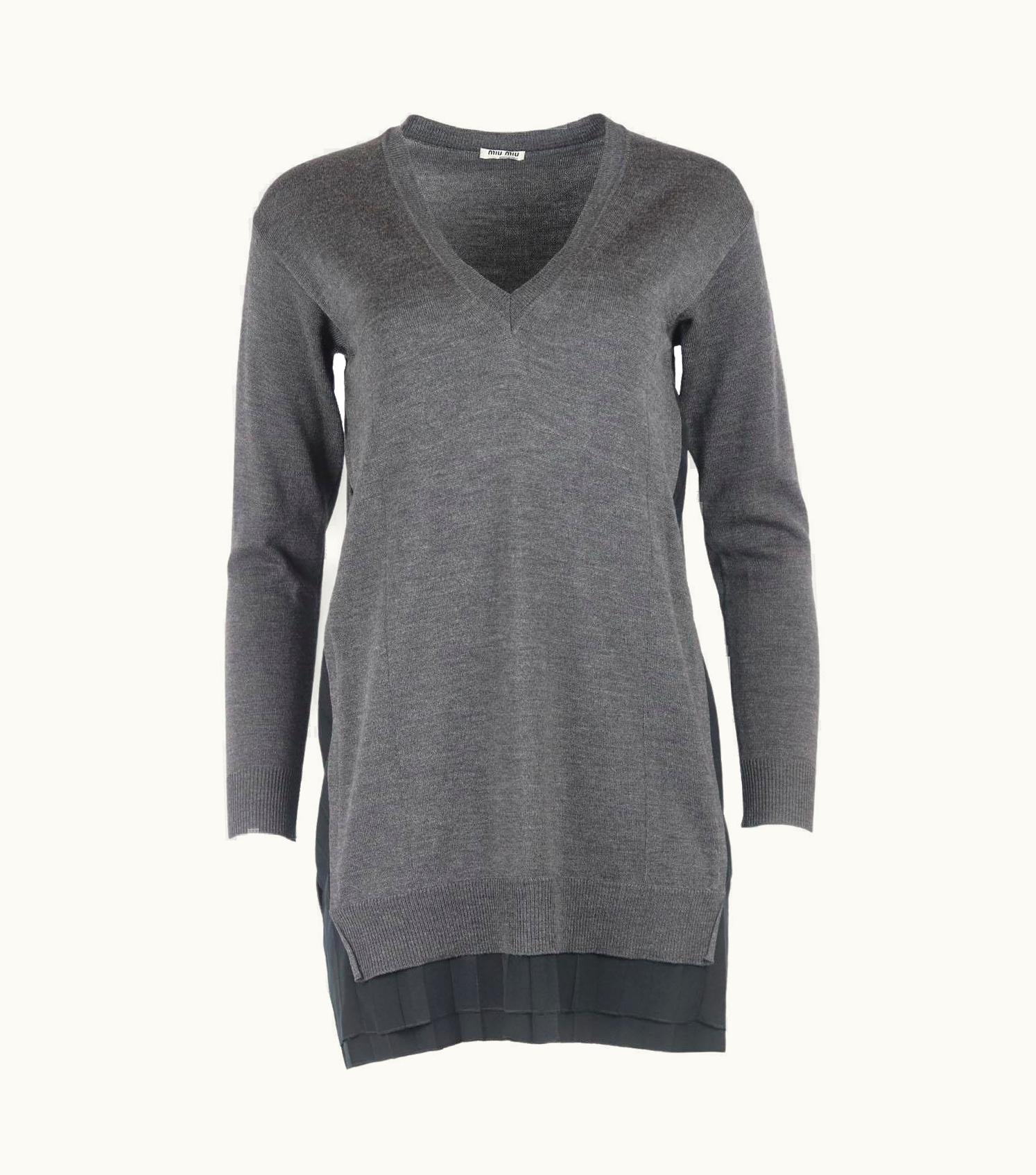 Miu Miu Miu Miu Silk Trimmed Wool Sweater Dress It 38 Uk