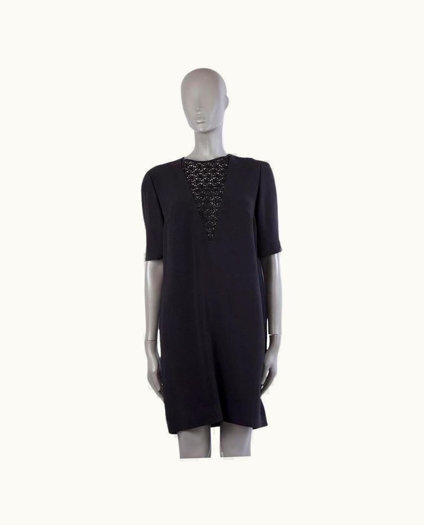 Miu Miu Miu Miu Black Lace Panelled Short Sleeve Shirt Dress
