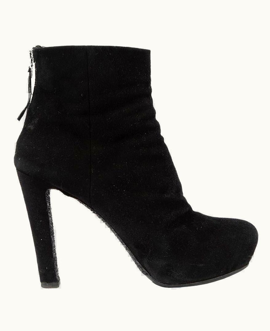 Miu Miu Miu Miu Women' Black Suede Ankle Boots With Glitter Sole