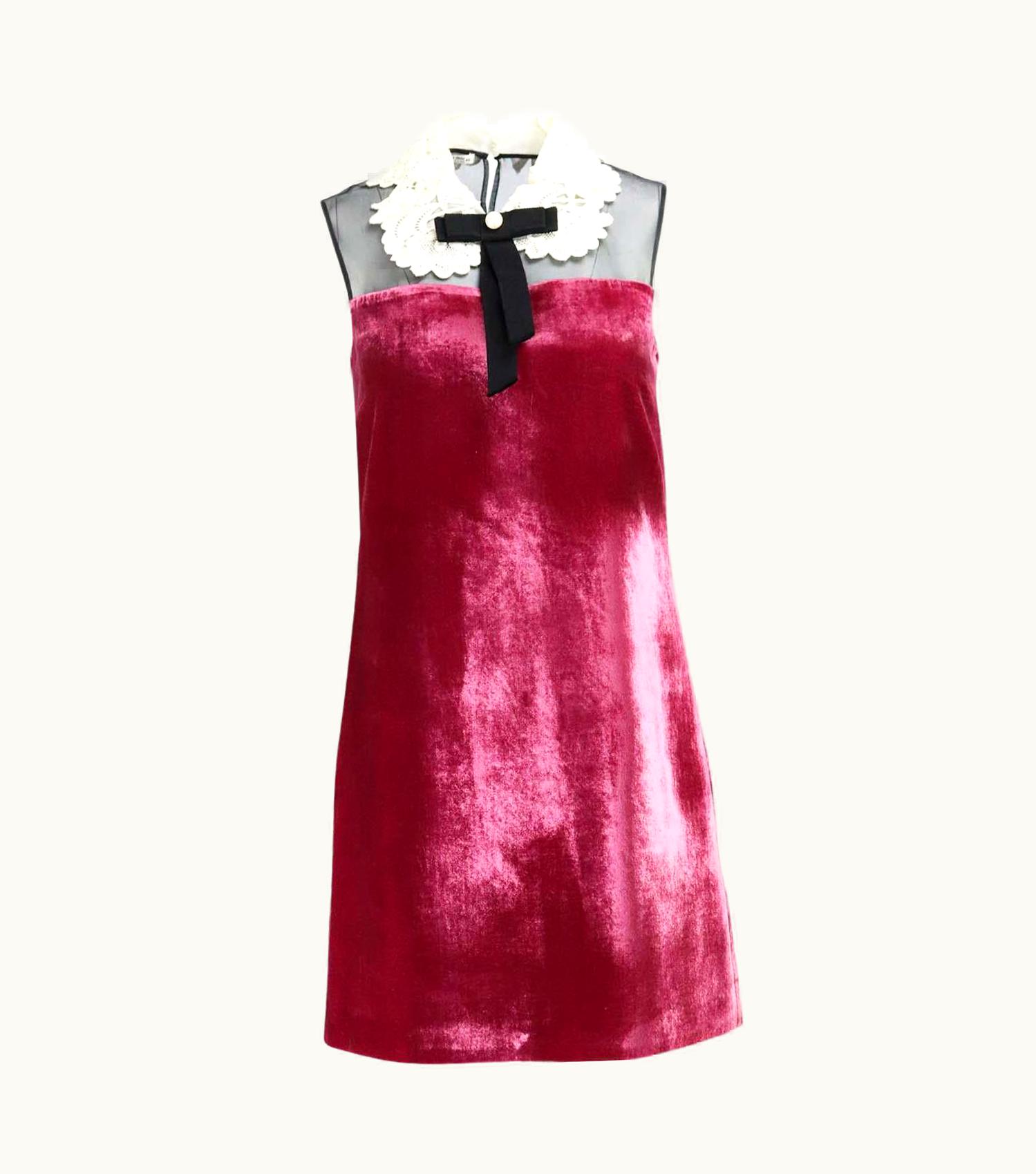 Miu Miu Miu Miu Corded Lace Trimmed Velvet Mini Dress It 40 Uk