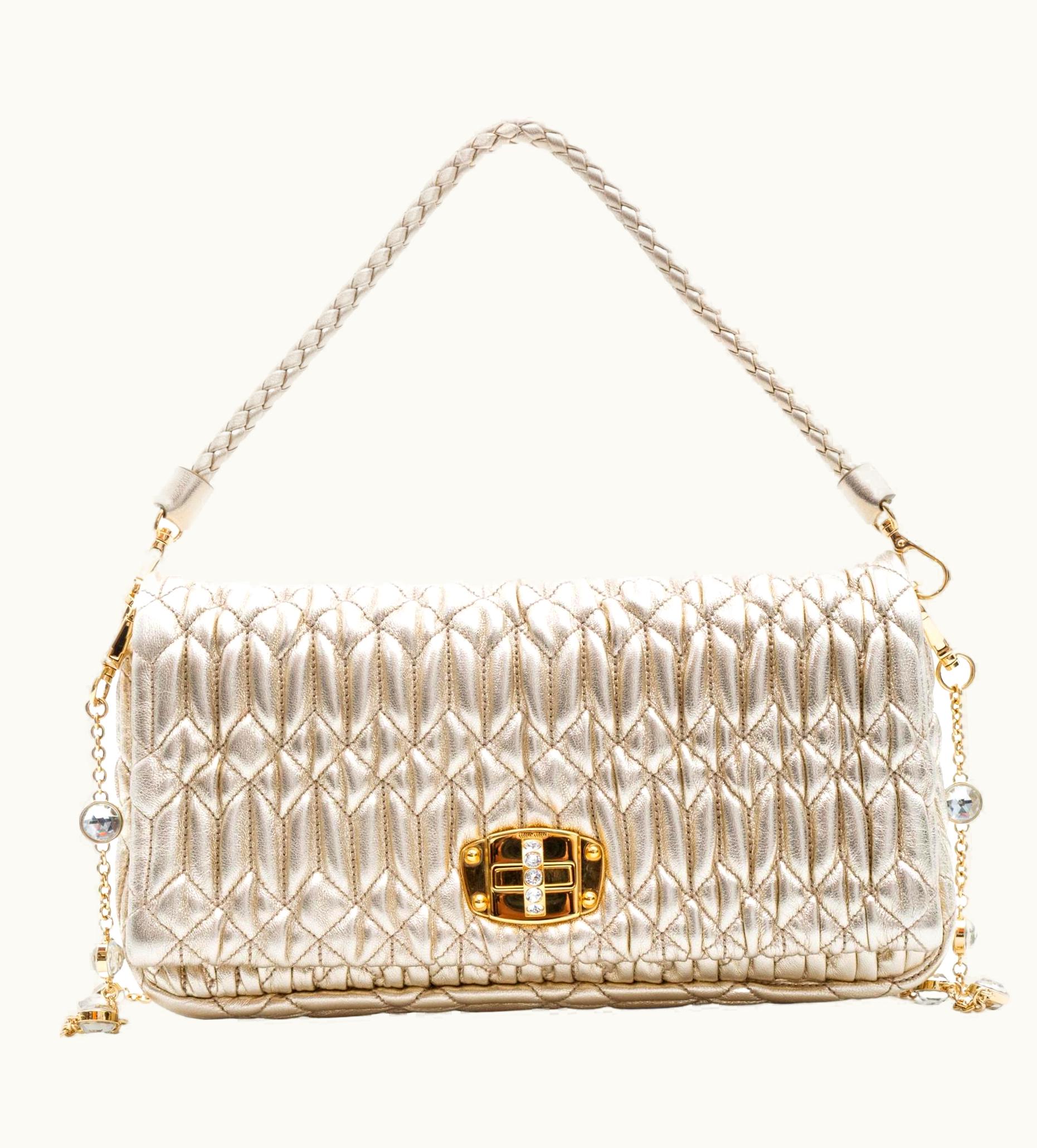 Miu Miu Miu Miu Mu Cloquet Nappa Leather Shoulder Evening Bag