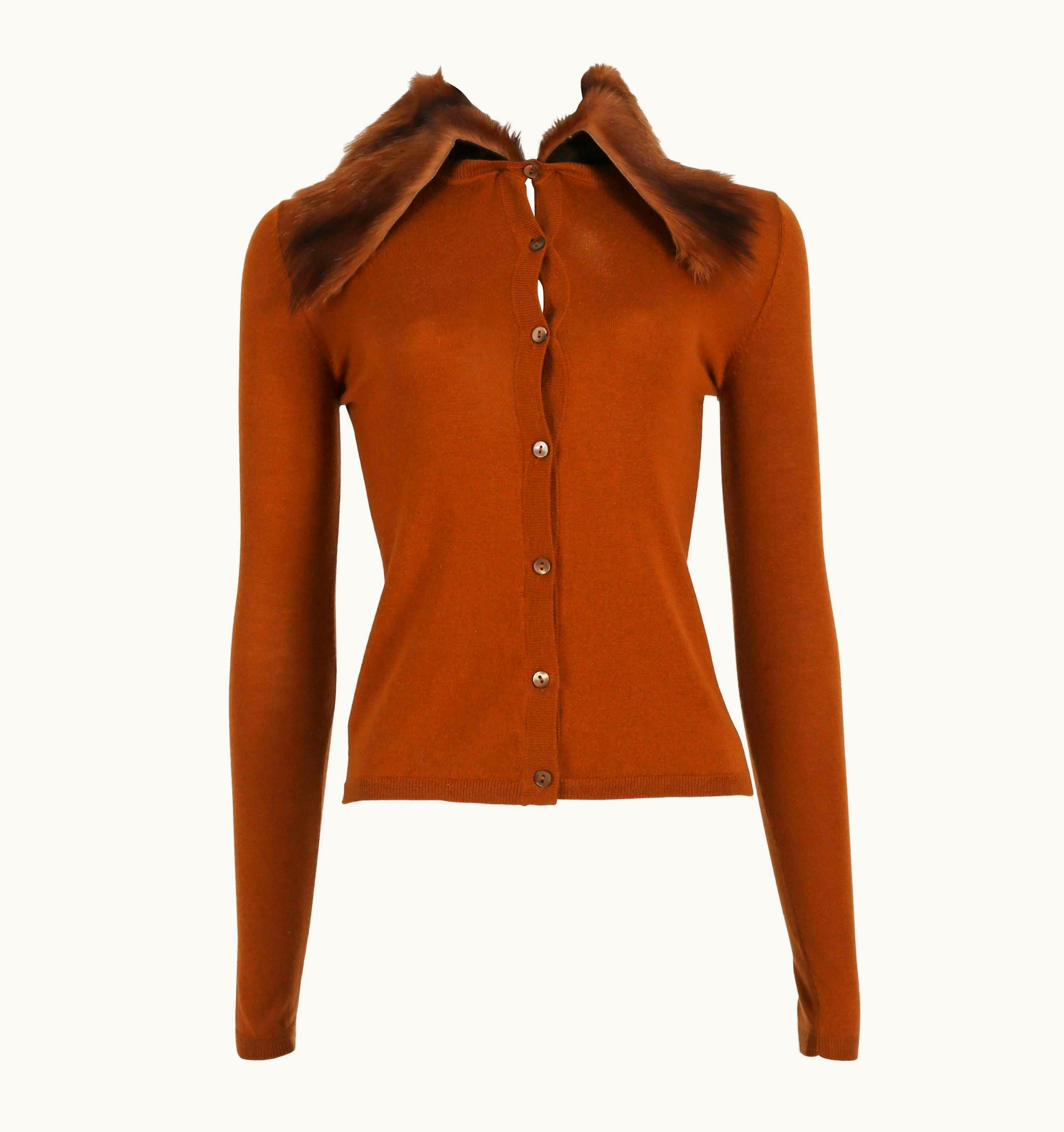 Miu Miu Miu Miu Cashmere Cardigan With Fur Collar, Circa 2004