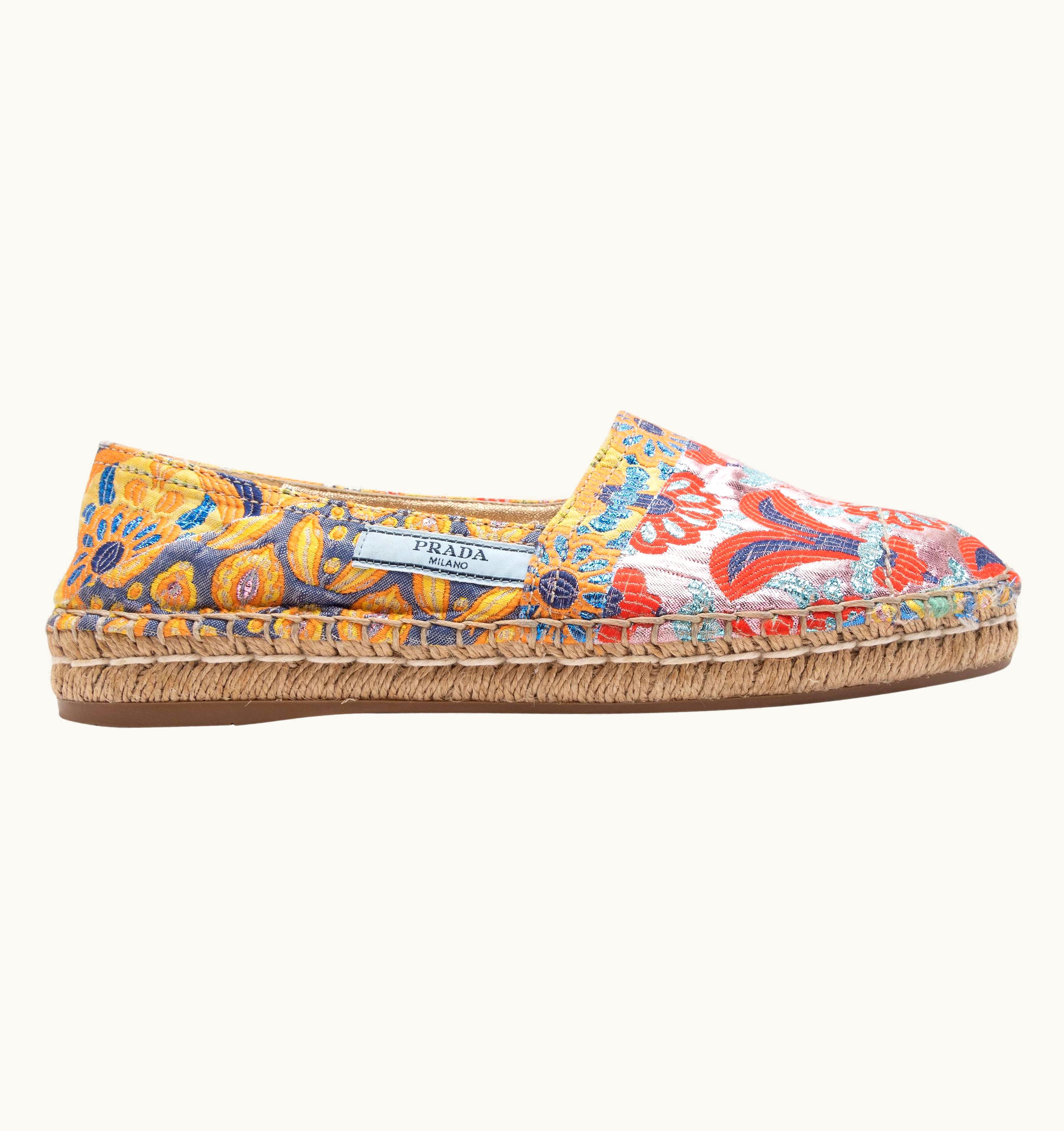 Prada Prada Multicolor Jacquard Espadrille Flats