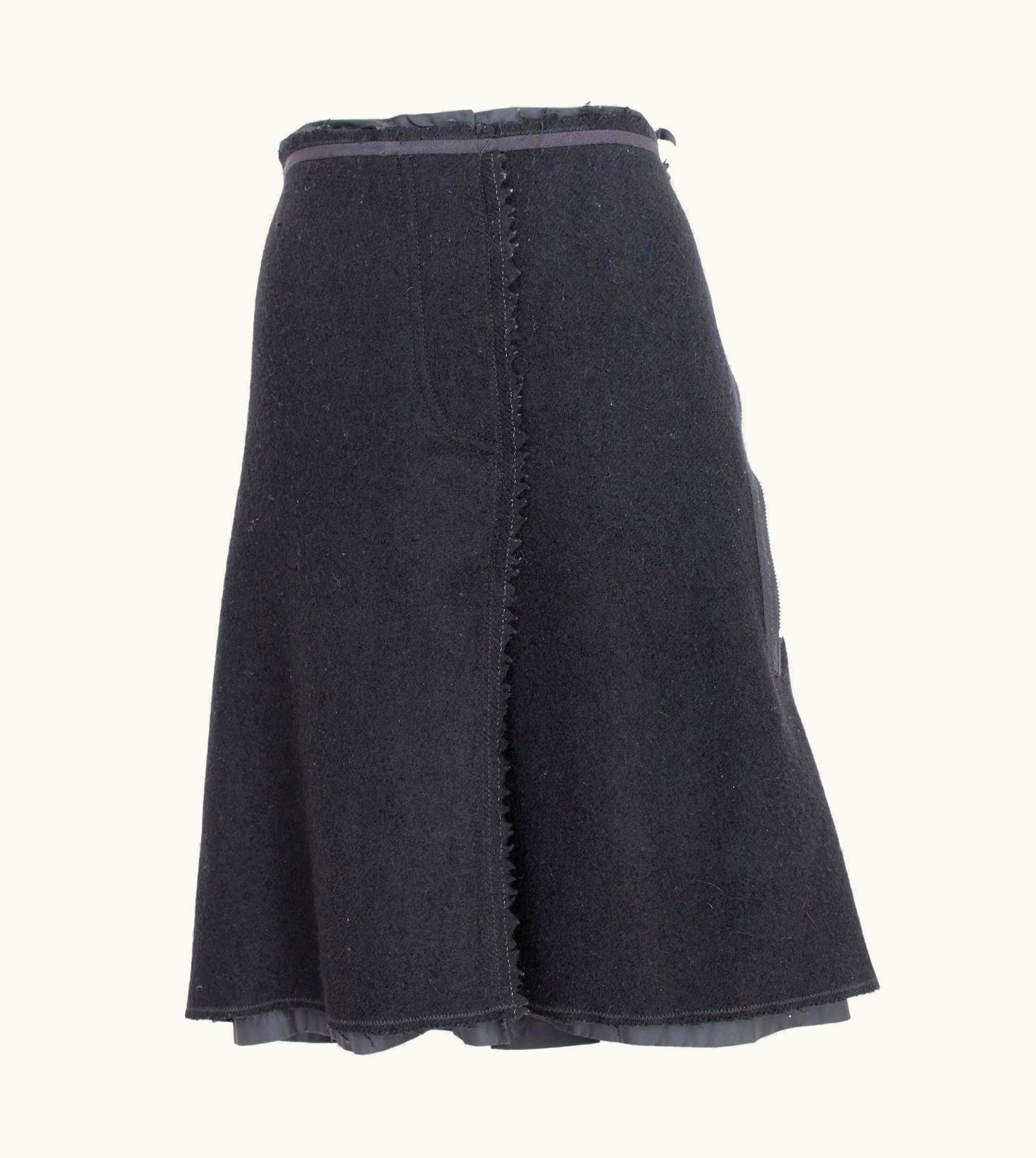 Prada Prada Black Wool Vintage Flared Skirt