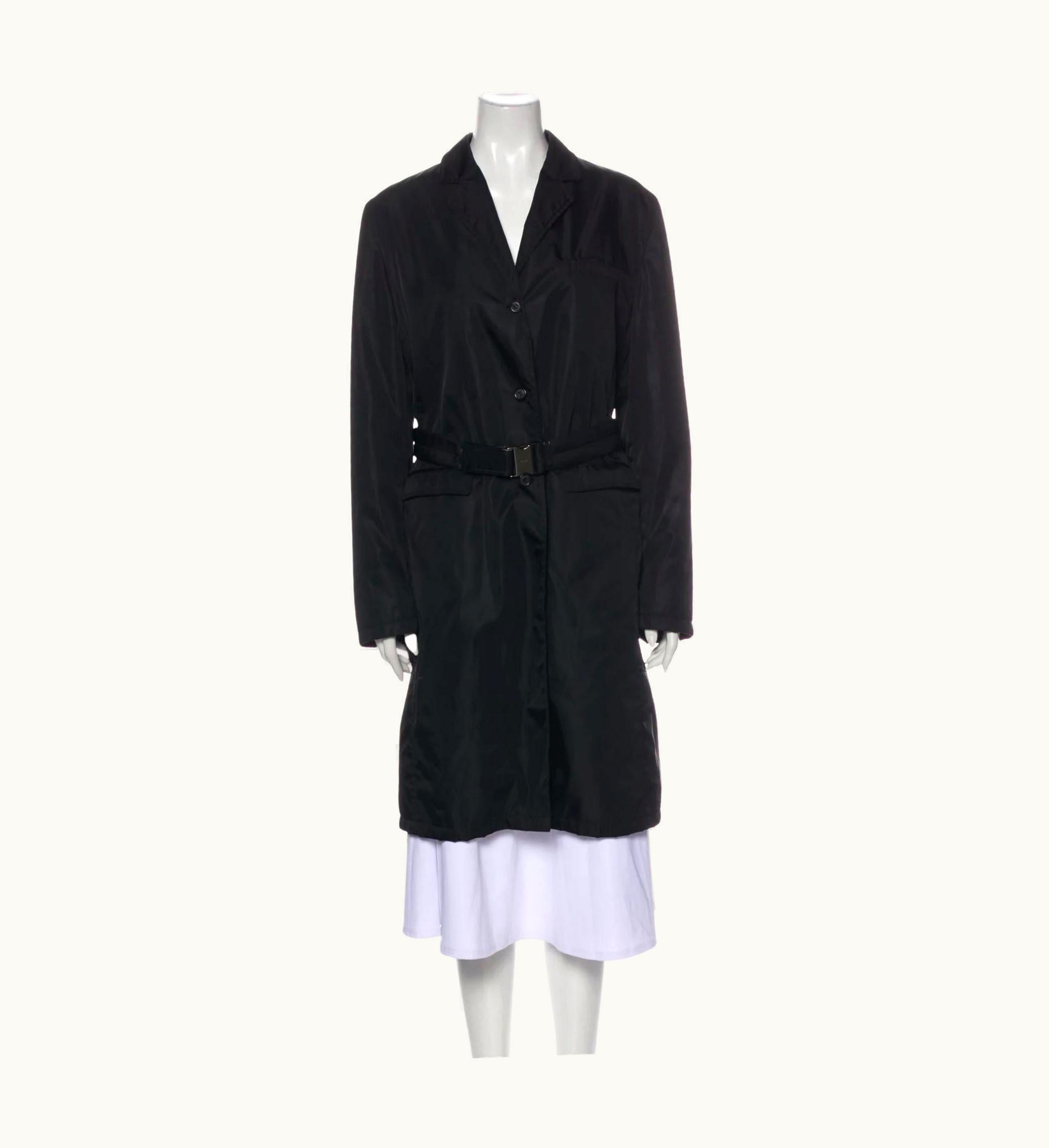 Prada Prada Black Nylon Trench Coat (Large)