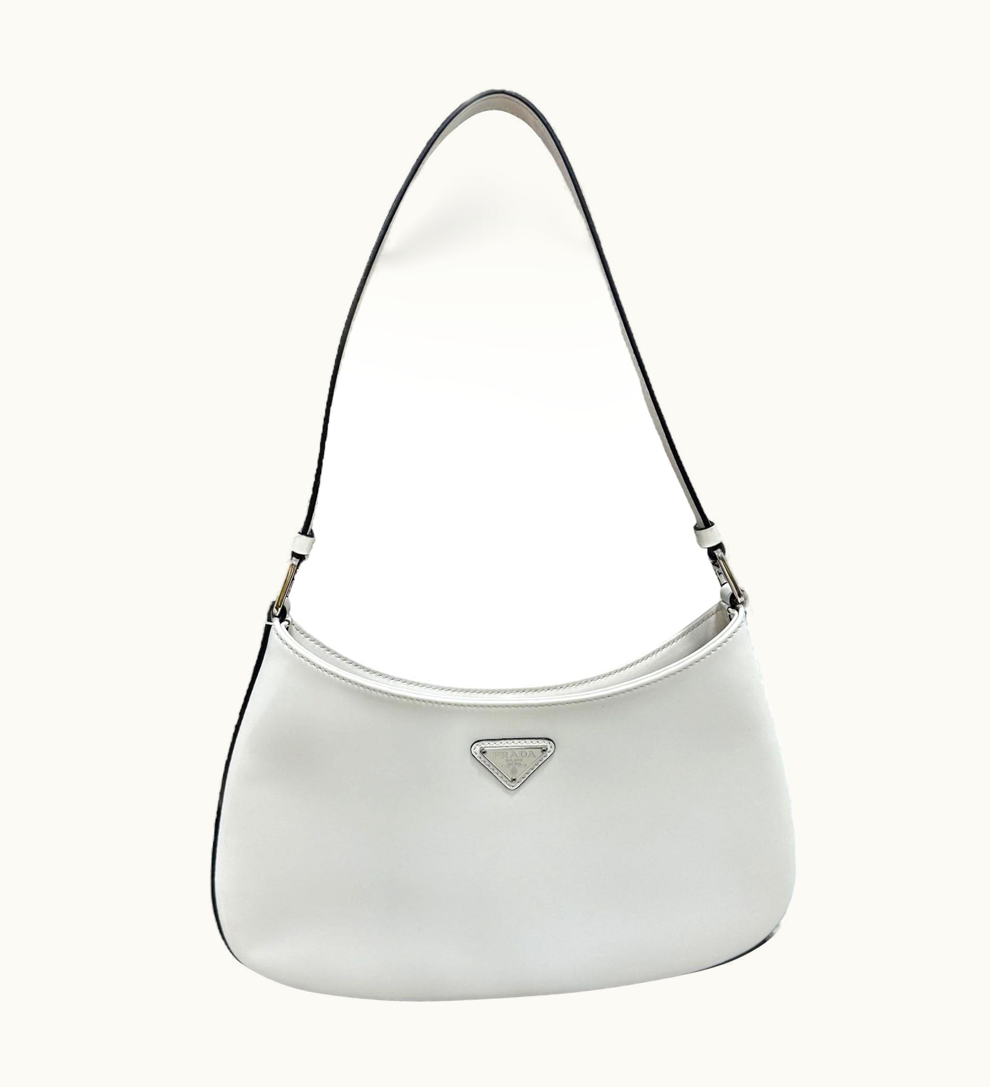 Prada Prada Cleo White Leather Shoulder Bag