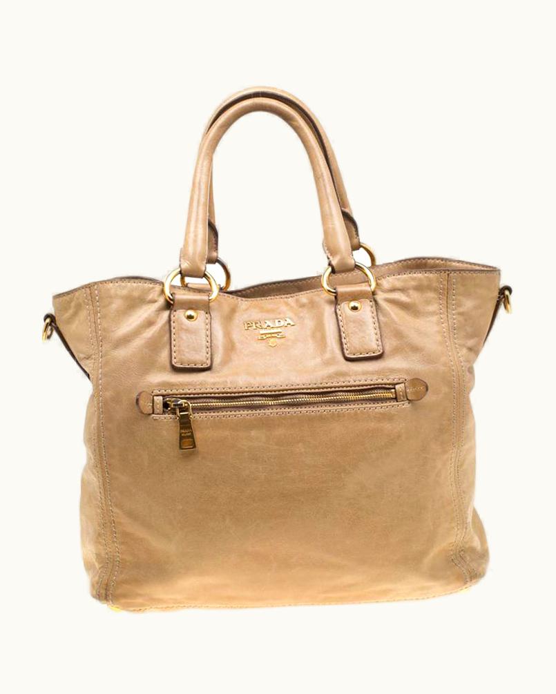 Prada Prada Beige Leather Top Handle Bag