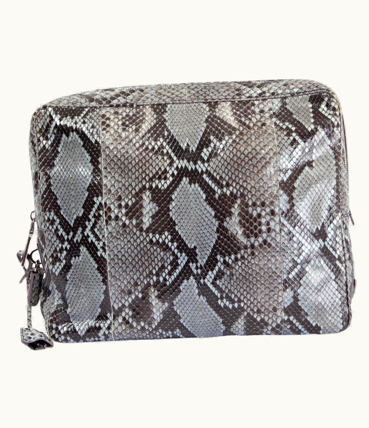 Prada Prada Grey Python Large Clutch Bag