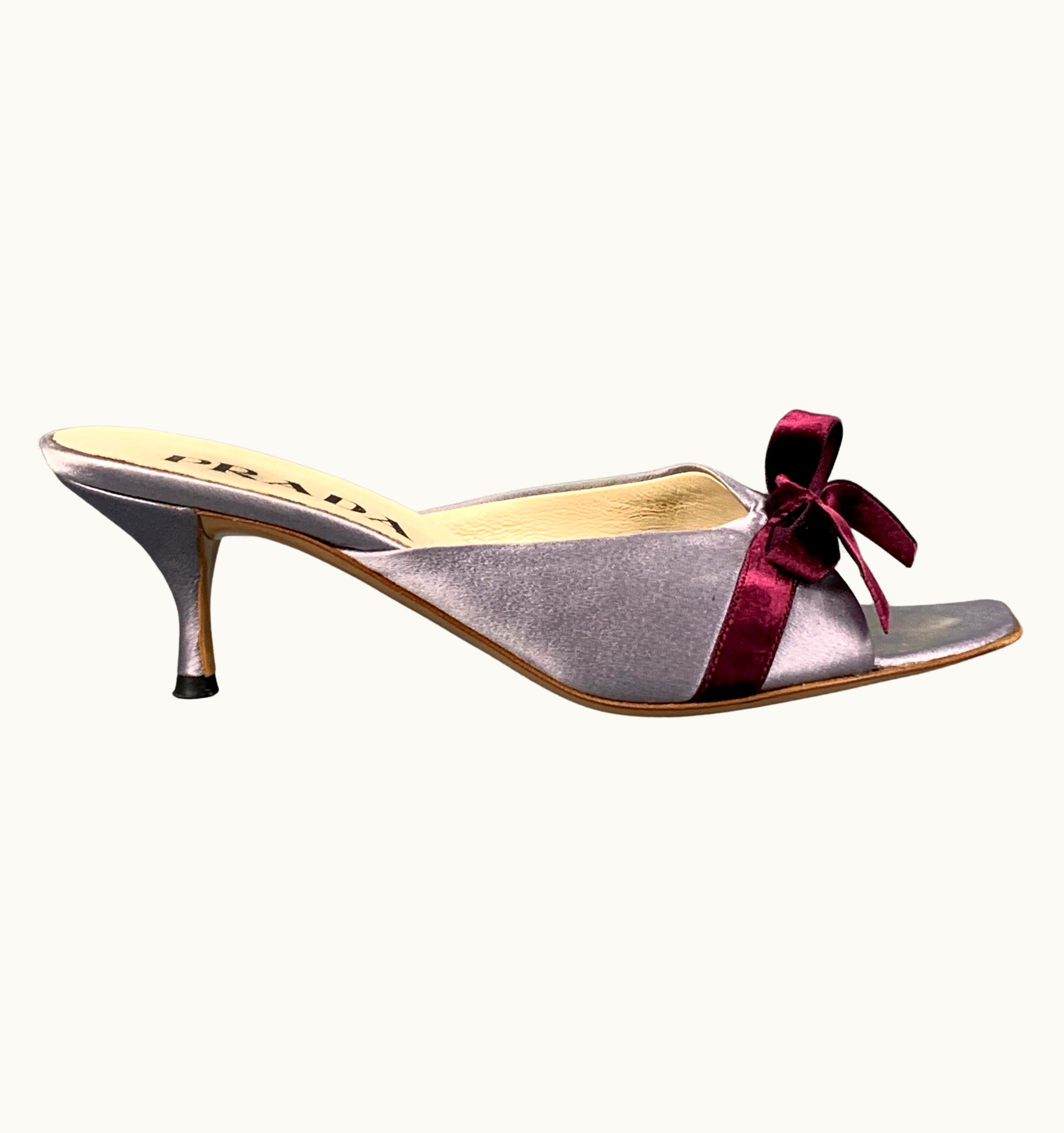 Prada Prada Lavender Silk Mules Bow Sandals