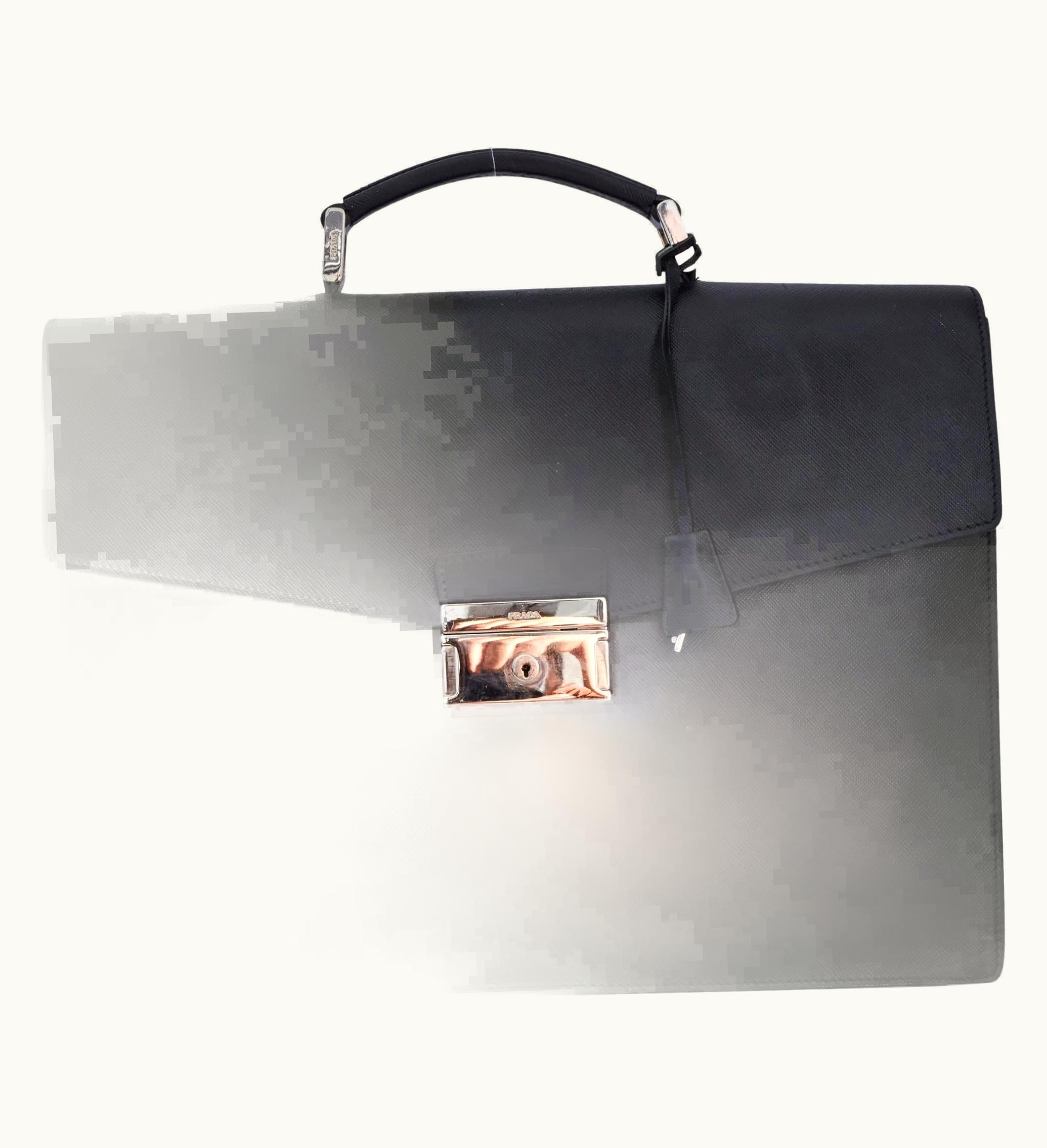 Prada Prada Vintage Black Saffiano Leather Briefcase