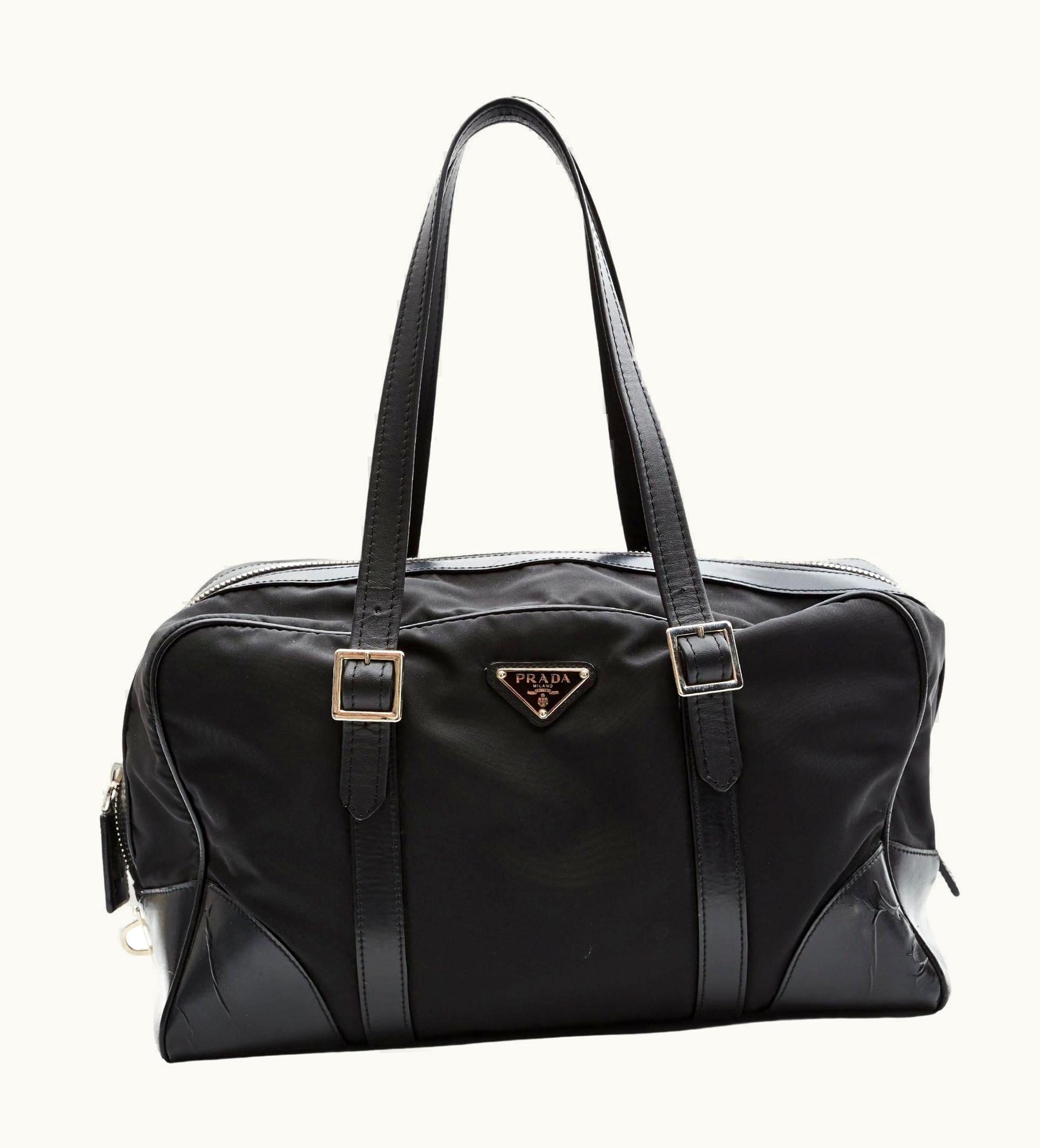 Prada Prada Black Nylon Mini Duffle Bag Boston