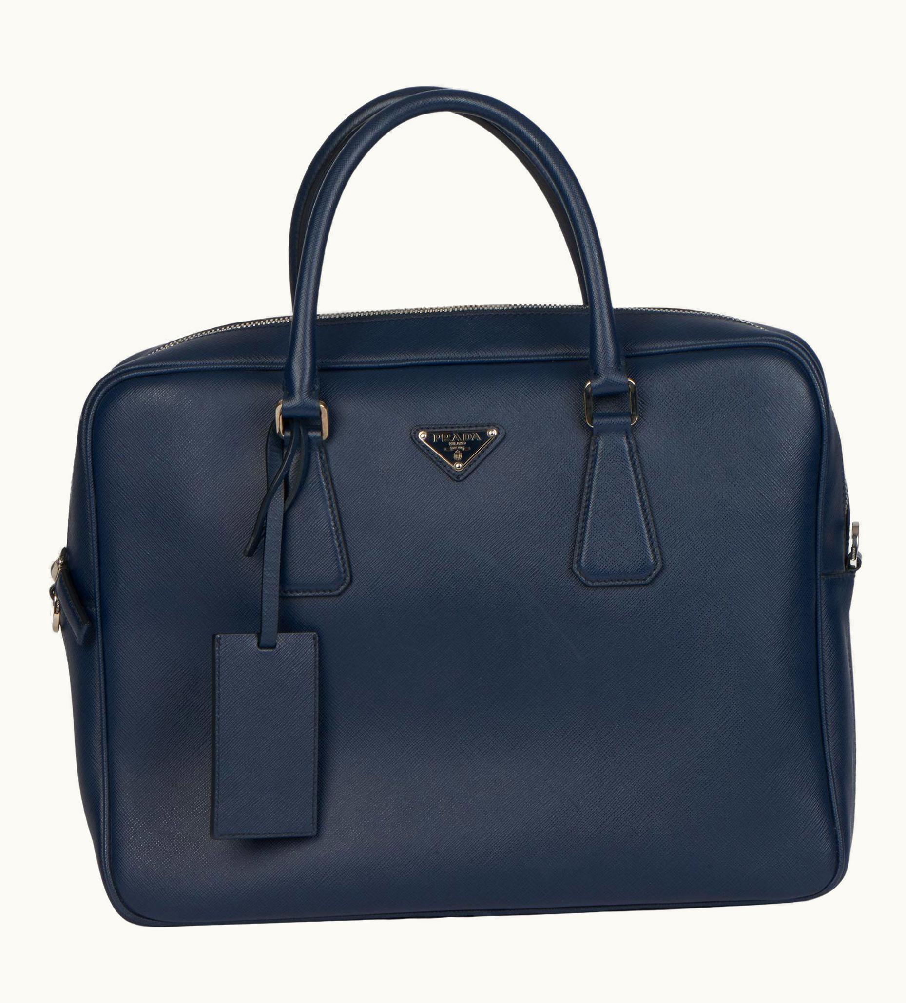 Prada Prada Baltic Blue Saffiano Leather Work Bag - Glint Edition
