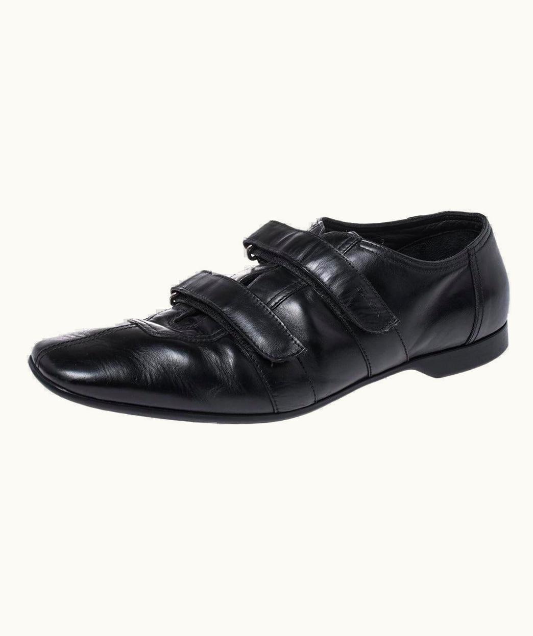 Prada Prada Black Leather Velcro Loafers