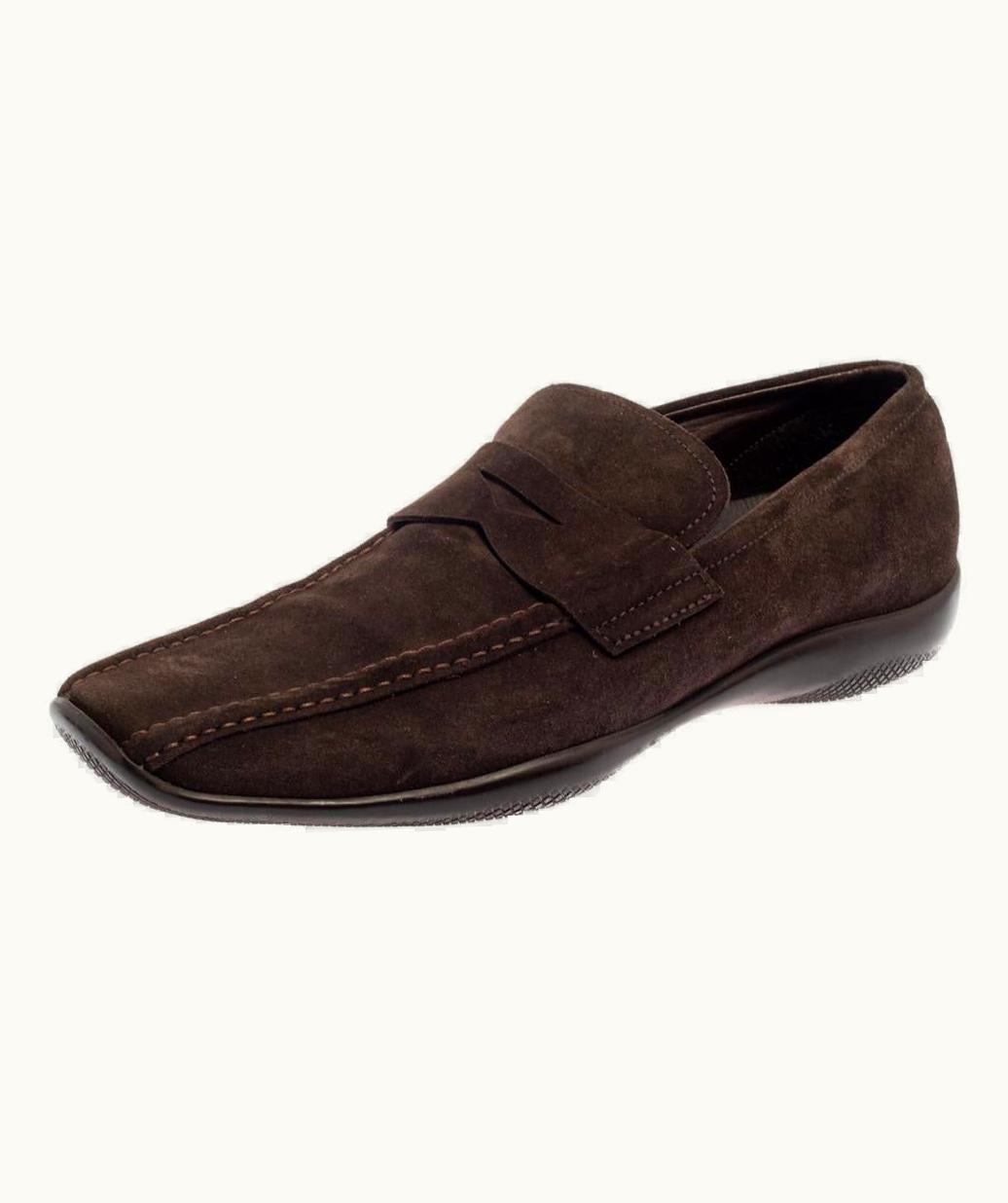 Prada Prada Brown Suede Penny Loafers