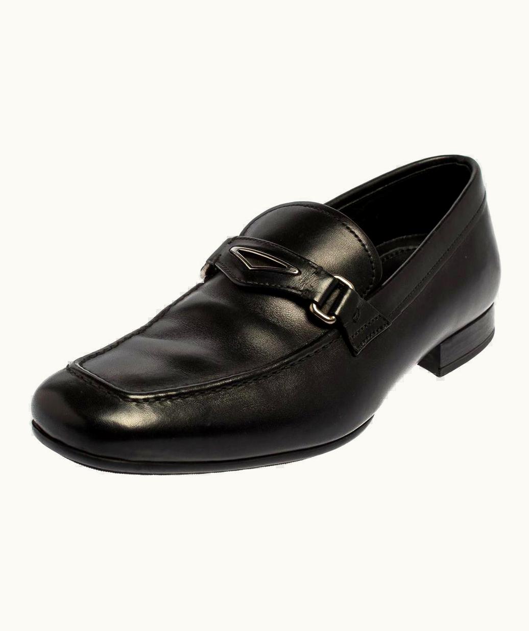 Prada Prada Black Leather Penny Loafers