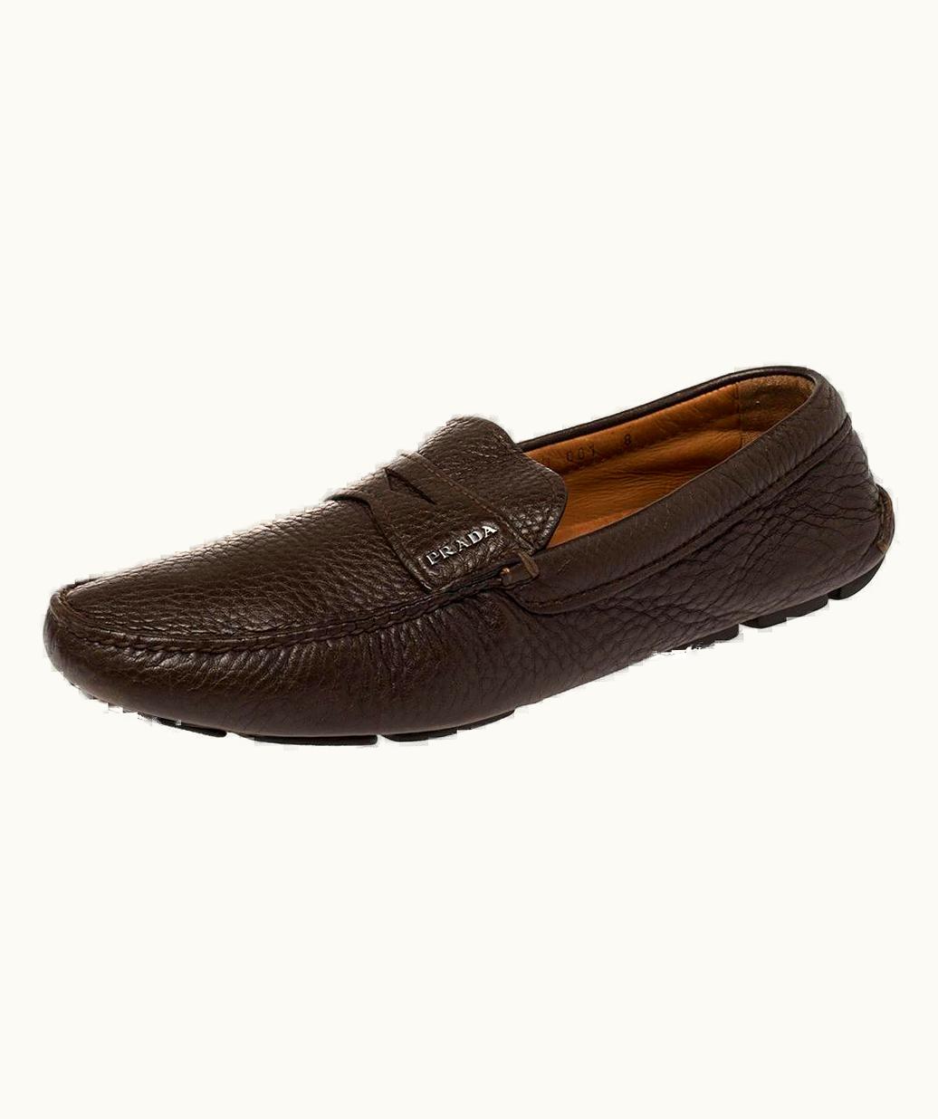 Prada Prada Brown Leather Penny Loafers