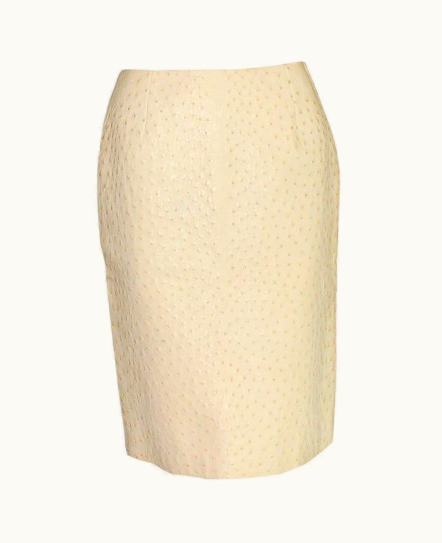 Prada Prada Ivory Exotic Ostrich Skin Skirt