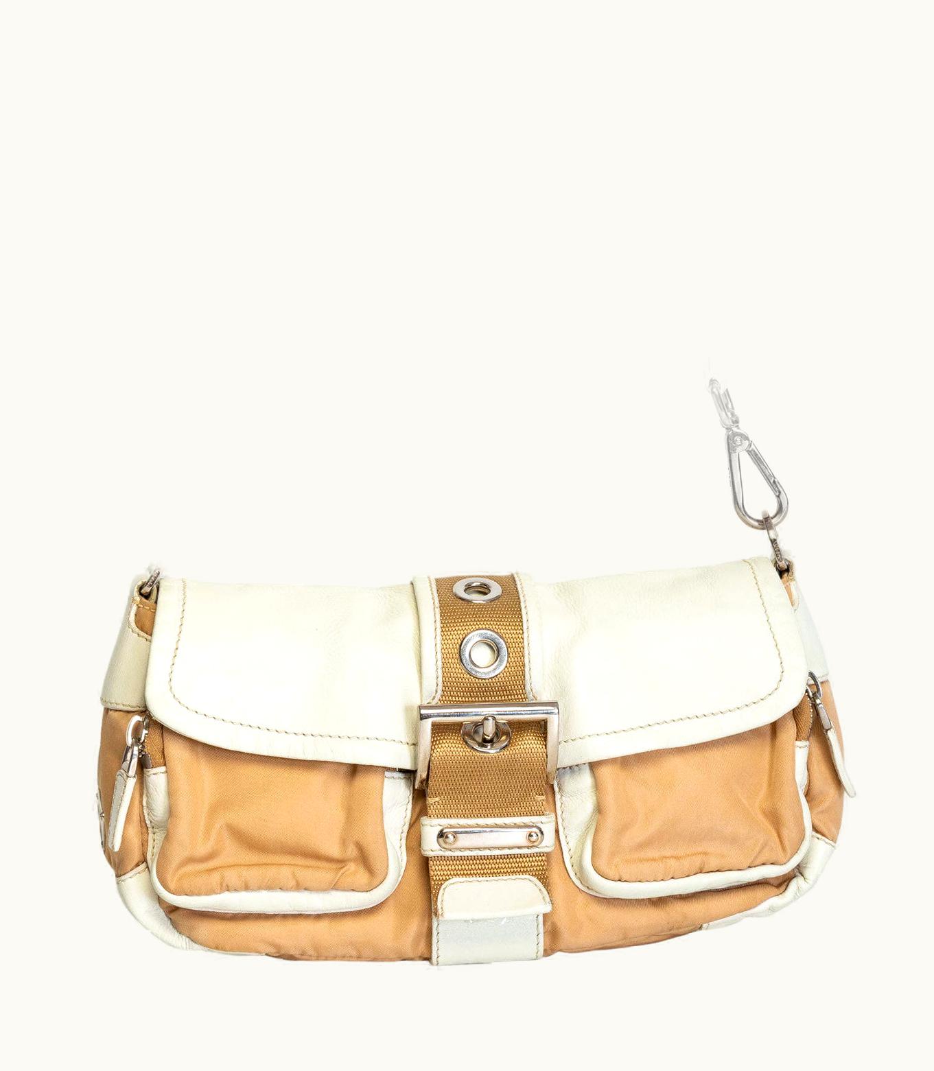 Prada Prada Vintage Tessuto Buckle Beige Crossbody Bag