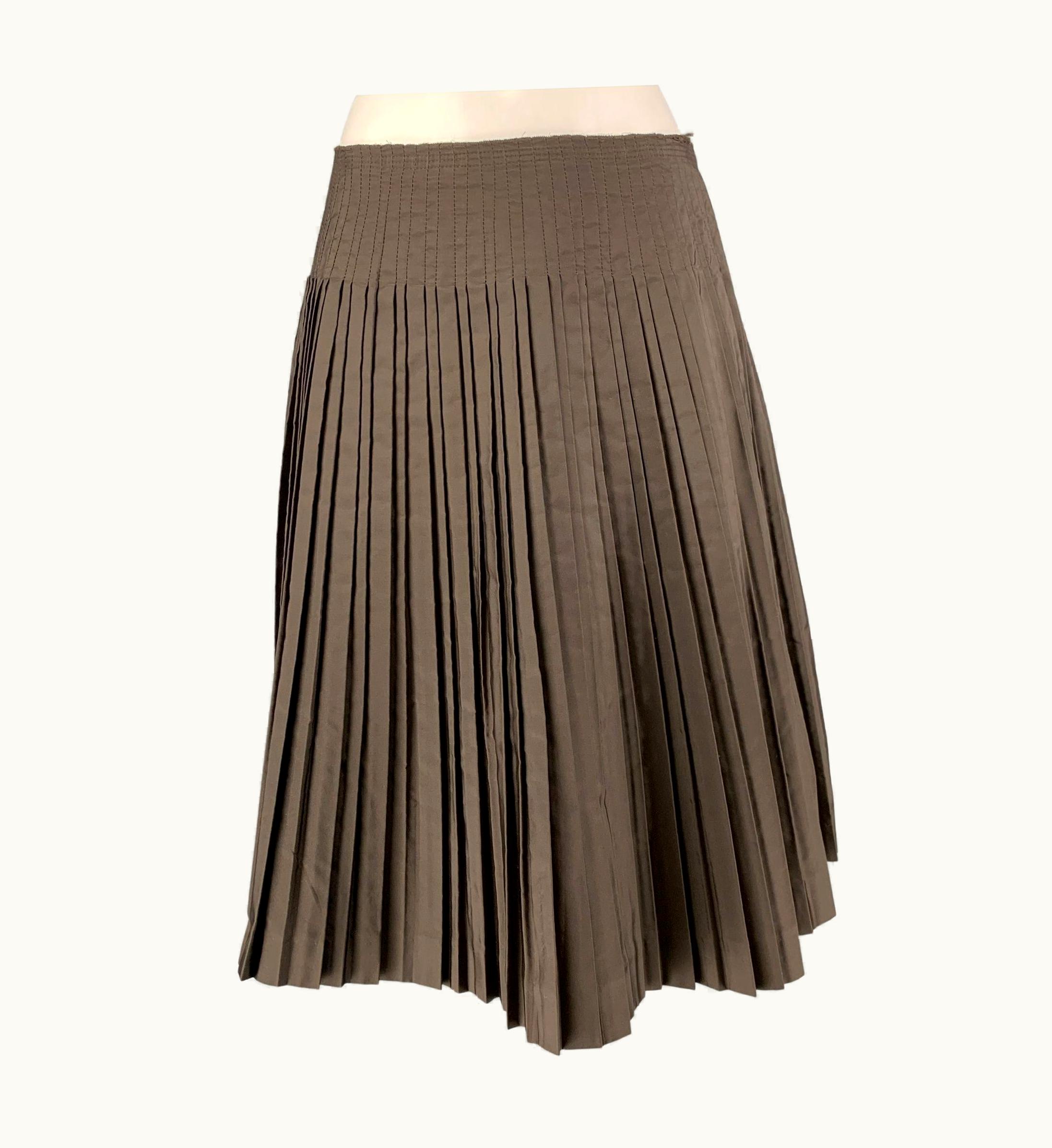 Prada Prada Brown Silk Pleated Circle Skirt