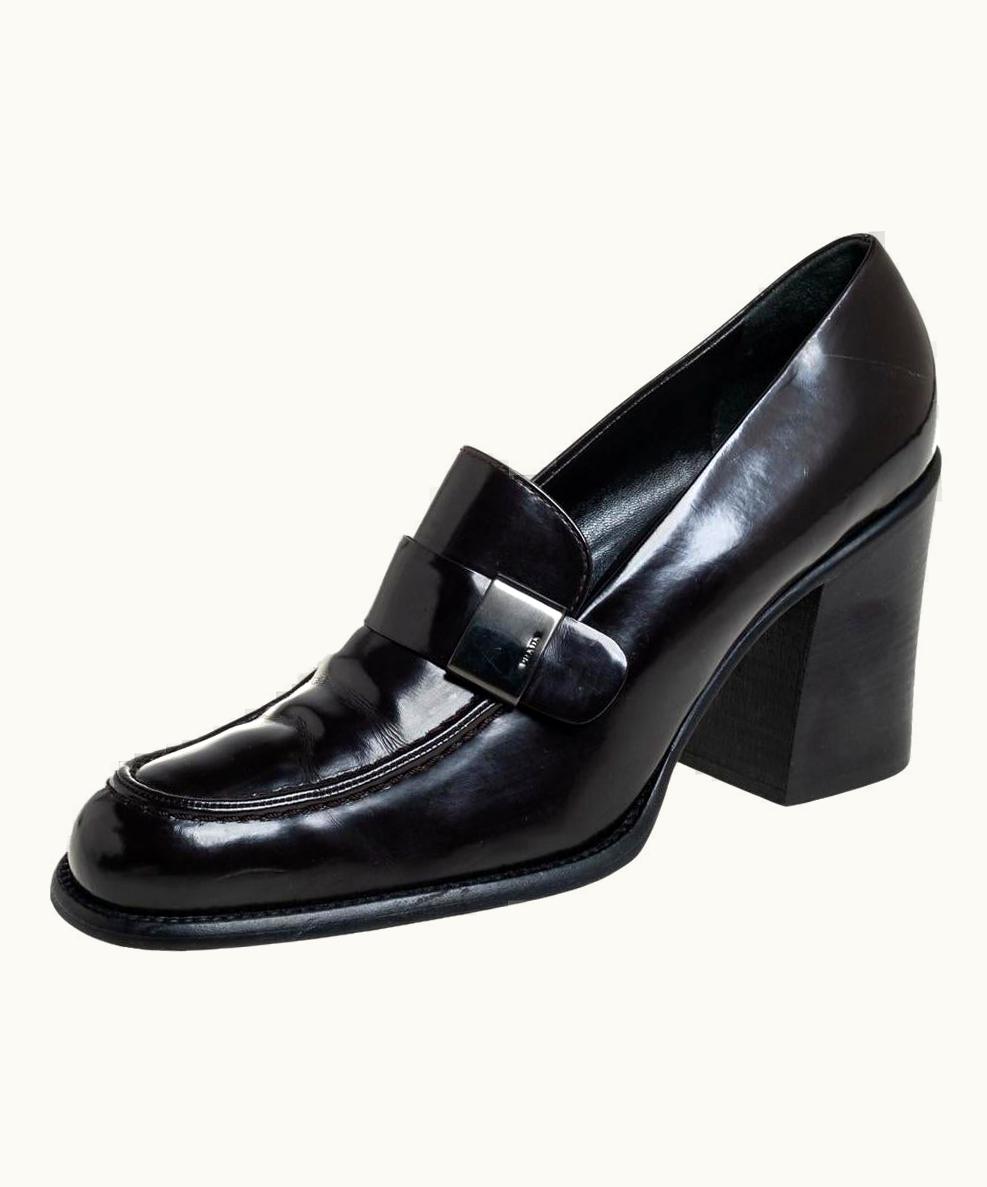 Prada Prada Brown Patent Leather Loafer Pumps